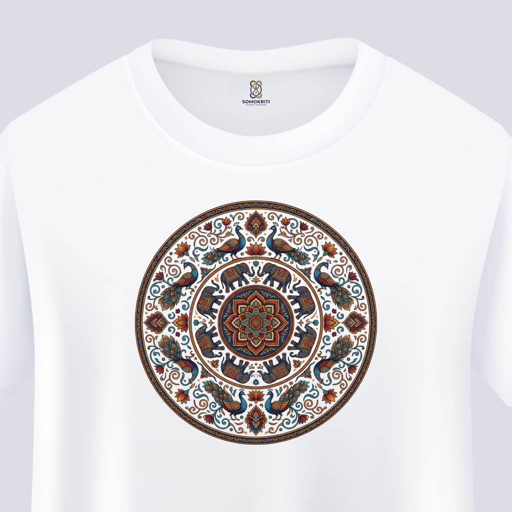 Somokriti Unisex Premium Cotton Printed T-Shirt - The Heritage Mandala | Regular Fit, Half Sleeve, Round Neck