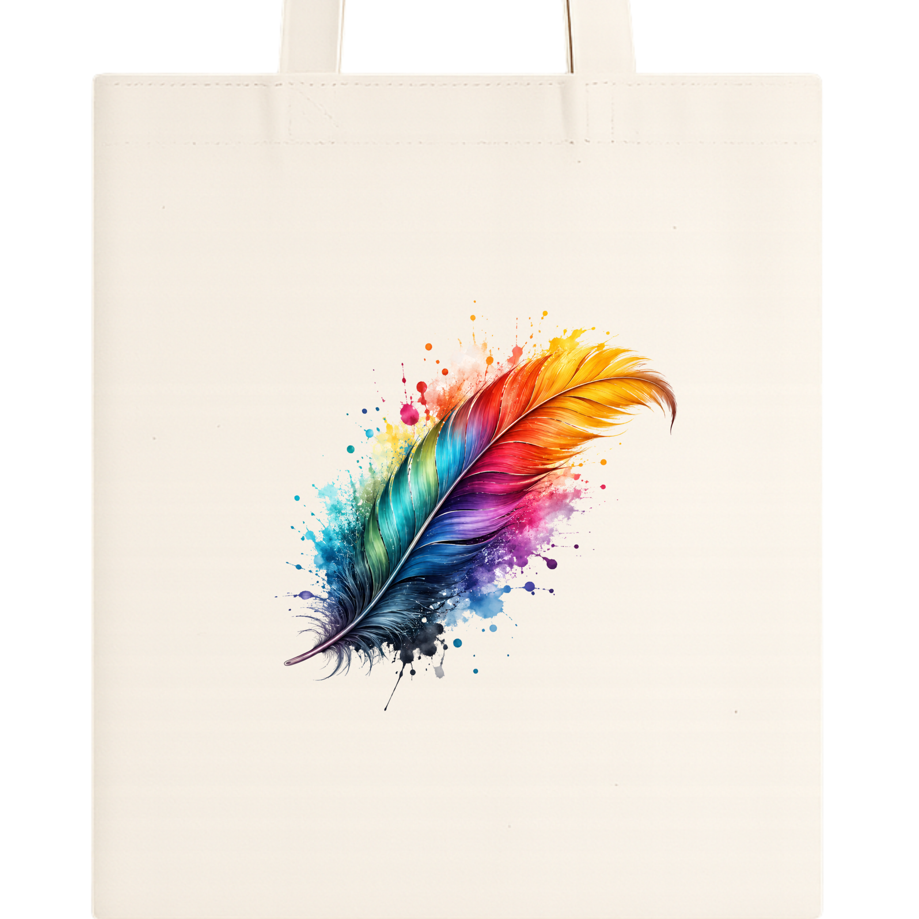 Somokriti Premium Cotton Tote Bag - Rainbow Feather | 220 GSM | Printed | 12x14 Inch