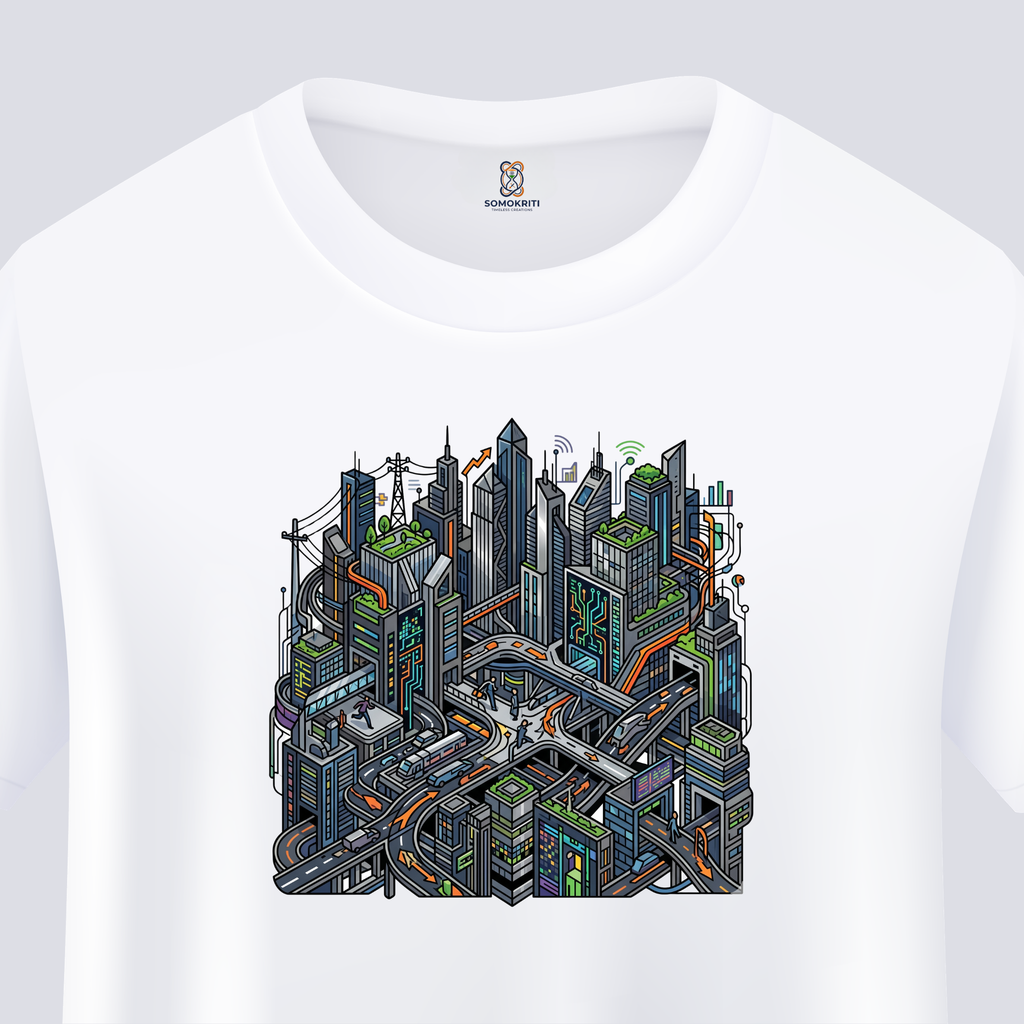 Somokriti Unisex Premium Cotton Printed T-Shirt - The Silicon Circuit | Regular Fit, Half Sleeve, Round Neck