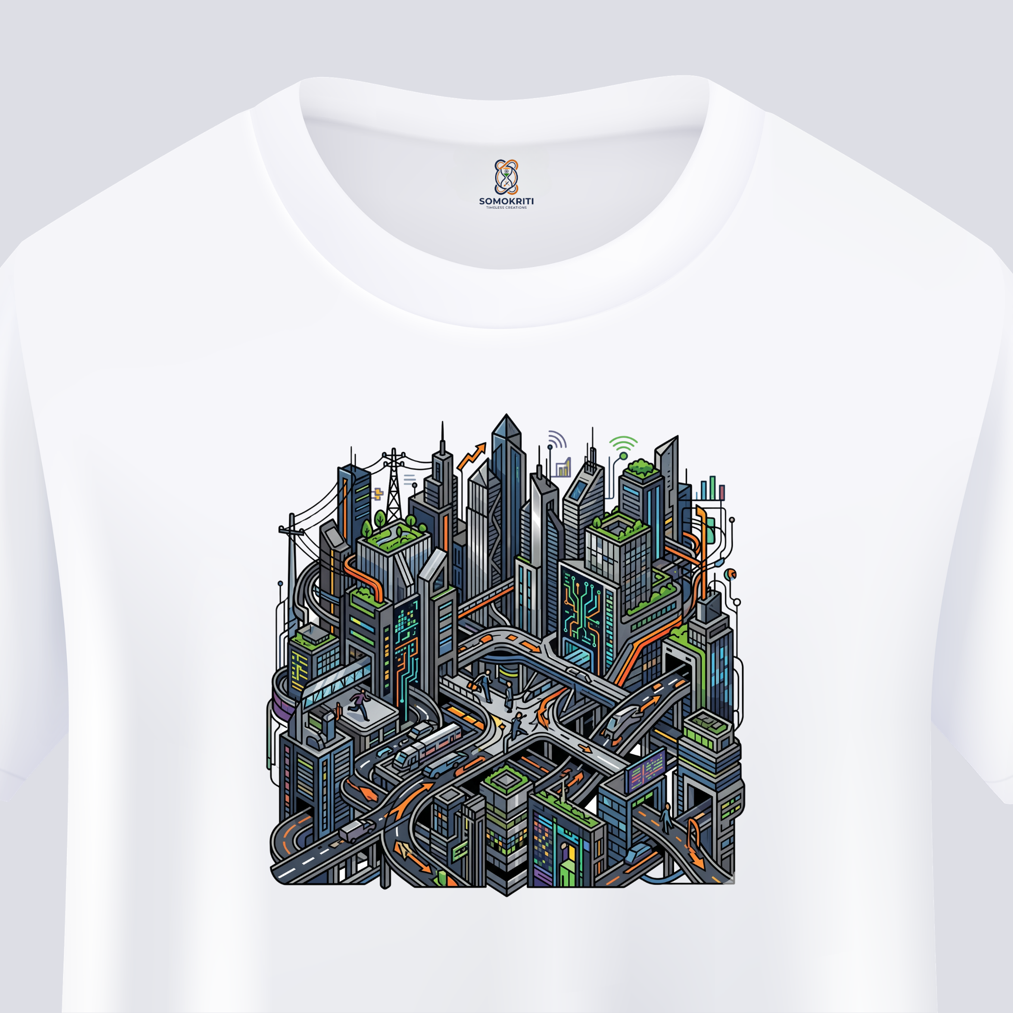 Somokriti Unisex Premium Cotton Printed T-Shirt - The Silicon Circuit | Regular Fit, Half Sleeve, Round Neck