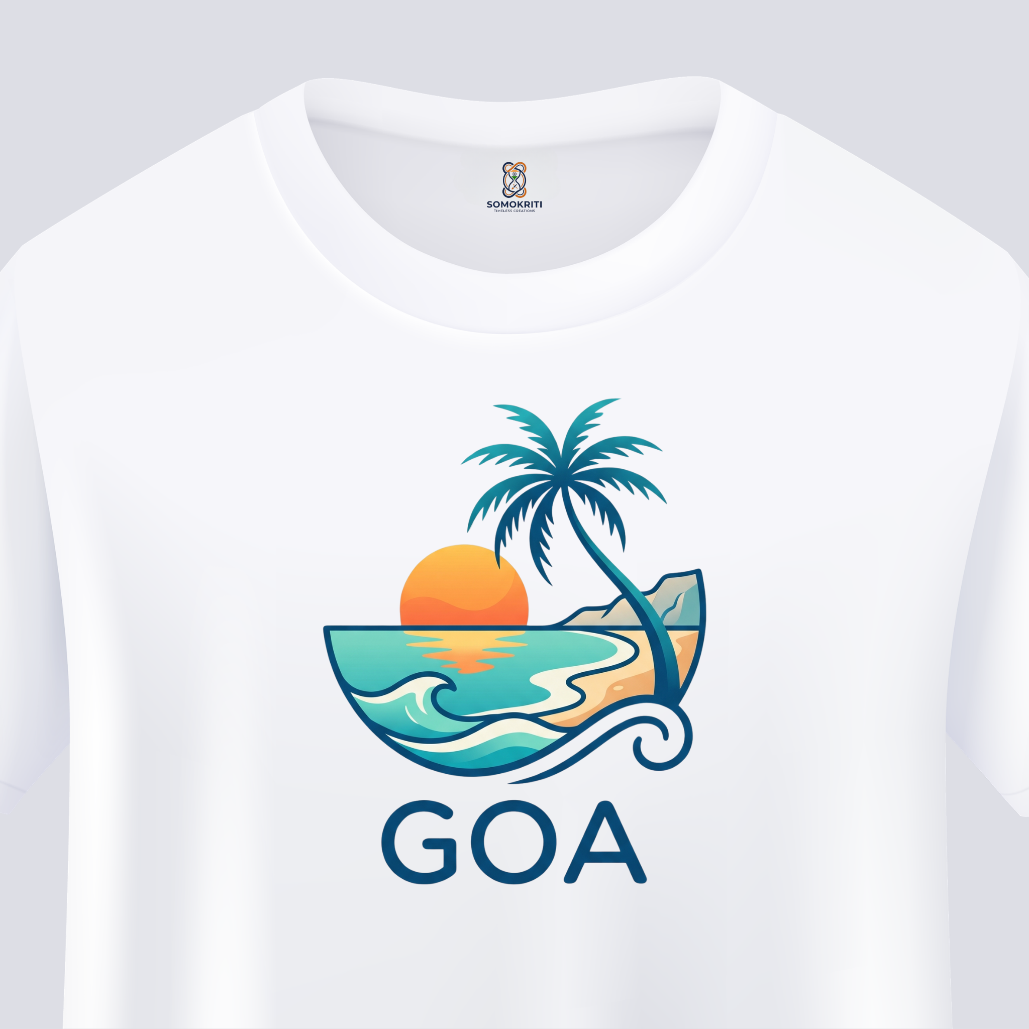 Somokriti Unisex Premium Cotton Printed T-Shirt - The Sunkissed Shore | Goa Paradise | Regular Fit, Half Sleeve, Round Neck