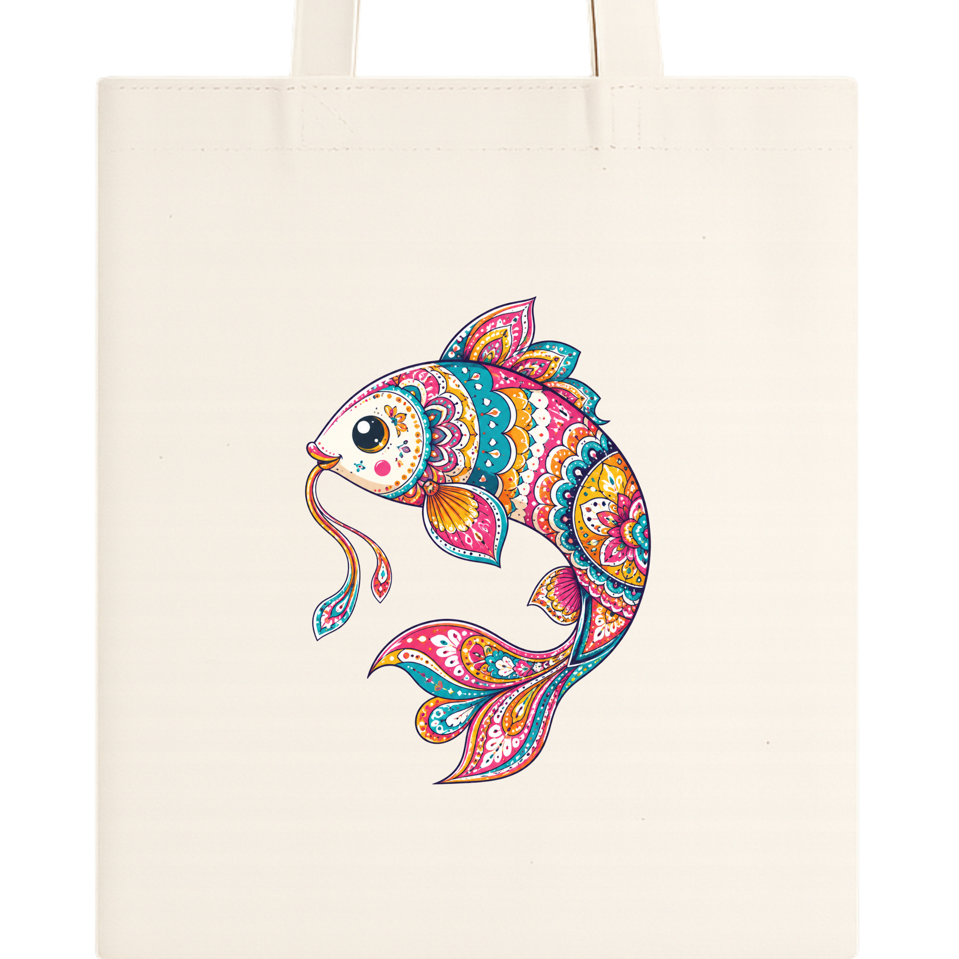 Somokriti Premium Cotton Tote Bag - Fancy Fish | 220 GSM | Printed | 12x14 Inch