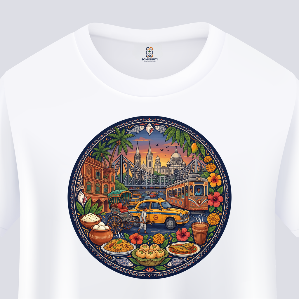 Somokriti Unisex Premium Cotton Printed T-Shirt - The City of Joy | Regular Fit, Half Sleeve, Round Neck