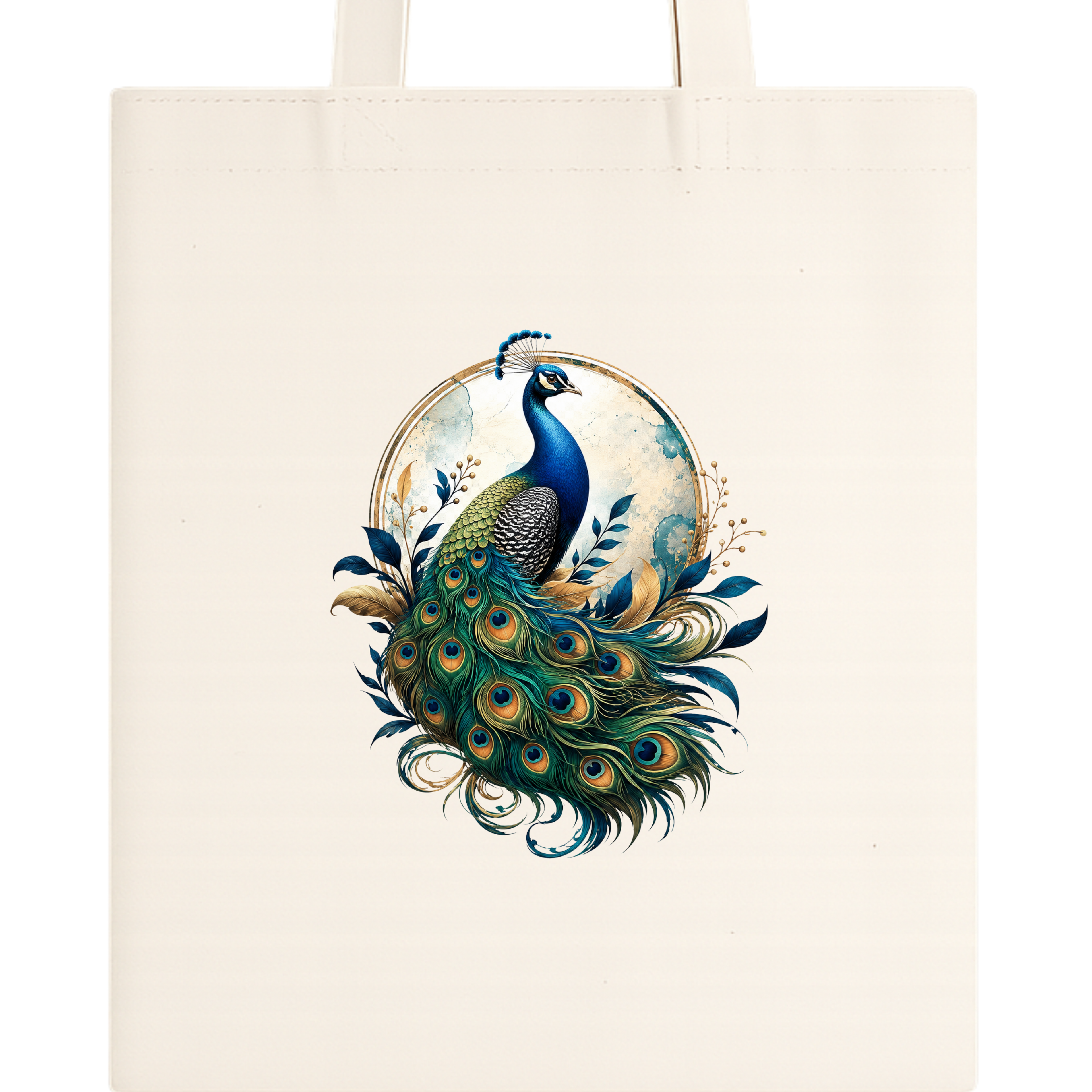 Somokriti Premium Cotton Tote Bag - Royal Peacock | 220 GSM | Printed | 12x14 Inch