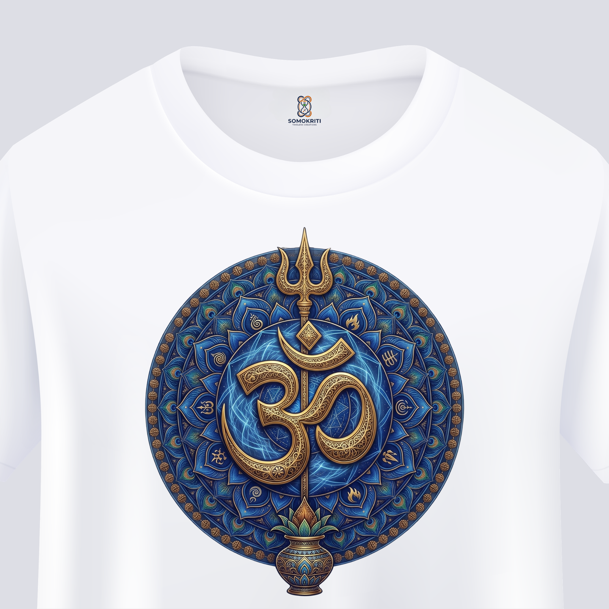 Somokriti Unisex Premium Cotton Printed T-Shirt - The Cosmic Trishul Mandala | Regular Fit, Half Sleeve, Round Neck