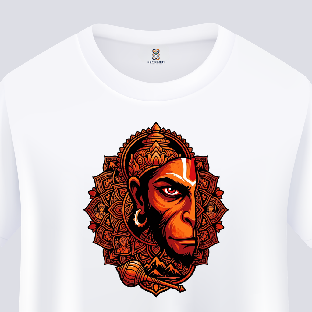 Somokriti Unisex Premium Cotton Printed T-Shirt - The Mighty Bajrangi | Regular Fit, Half Sleeve, Round Neck