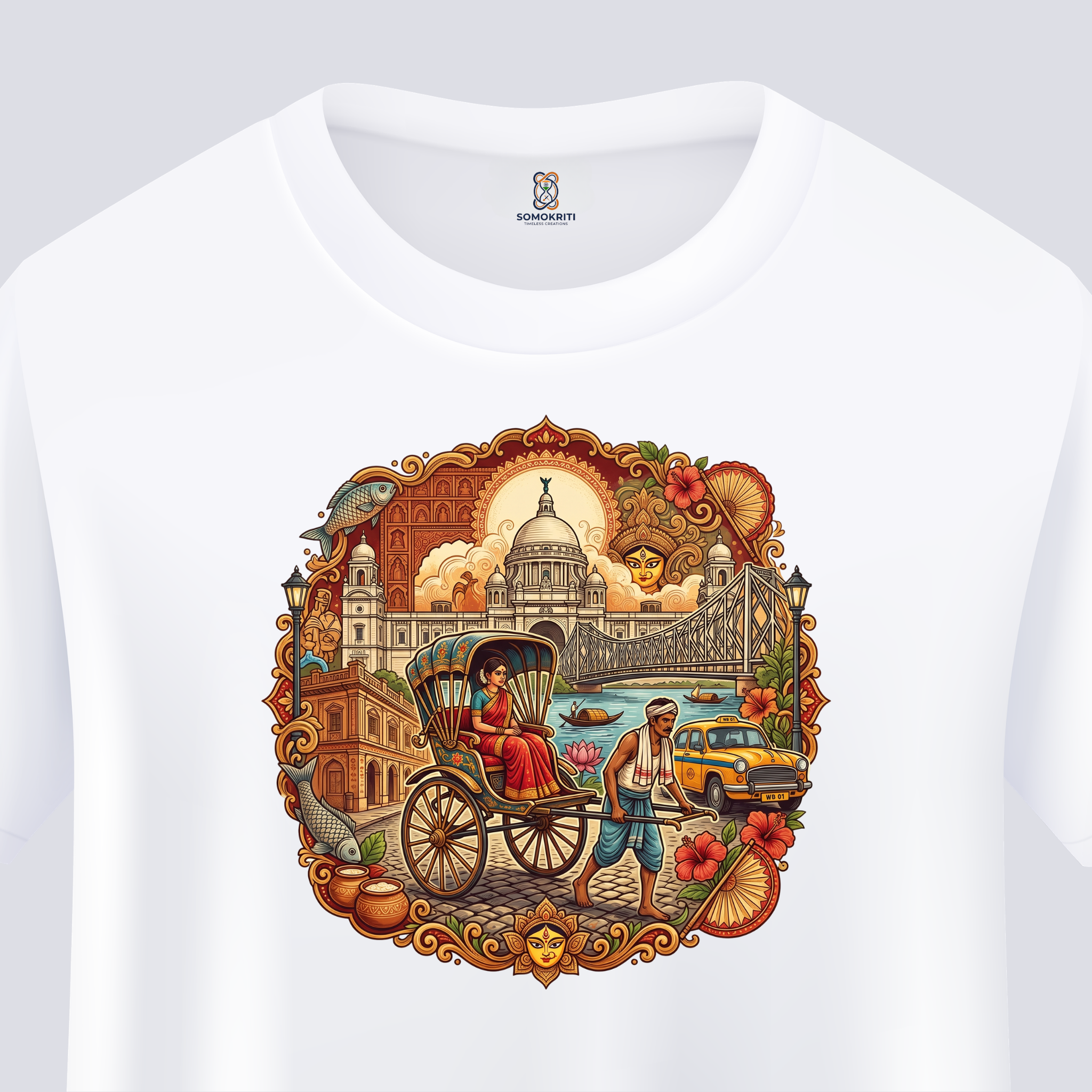 Somokriti Unisex Premium Cotton Printed T-Shirt - The Soul of Bengal | Regular Fit, Half Sleeve, Round Neck