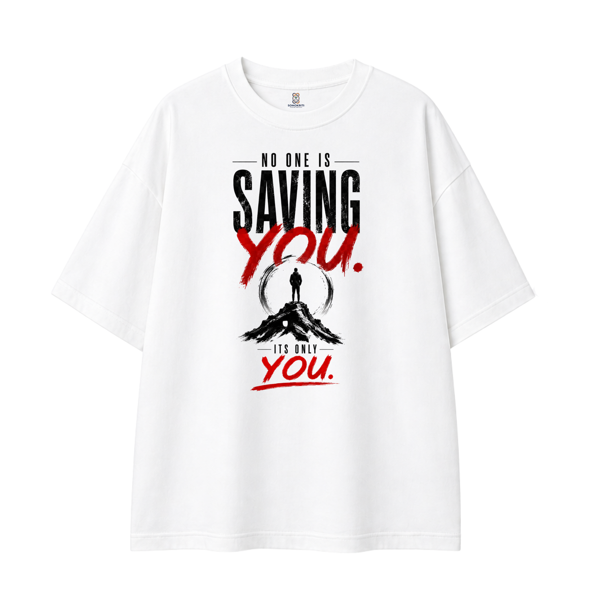 Somokriti Premium Cotton Printed T-Shirt - Self Approval | Oversized Fit, Half Sleeve, Round Neck | Unisex