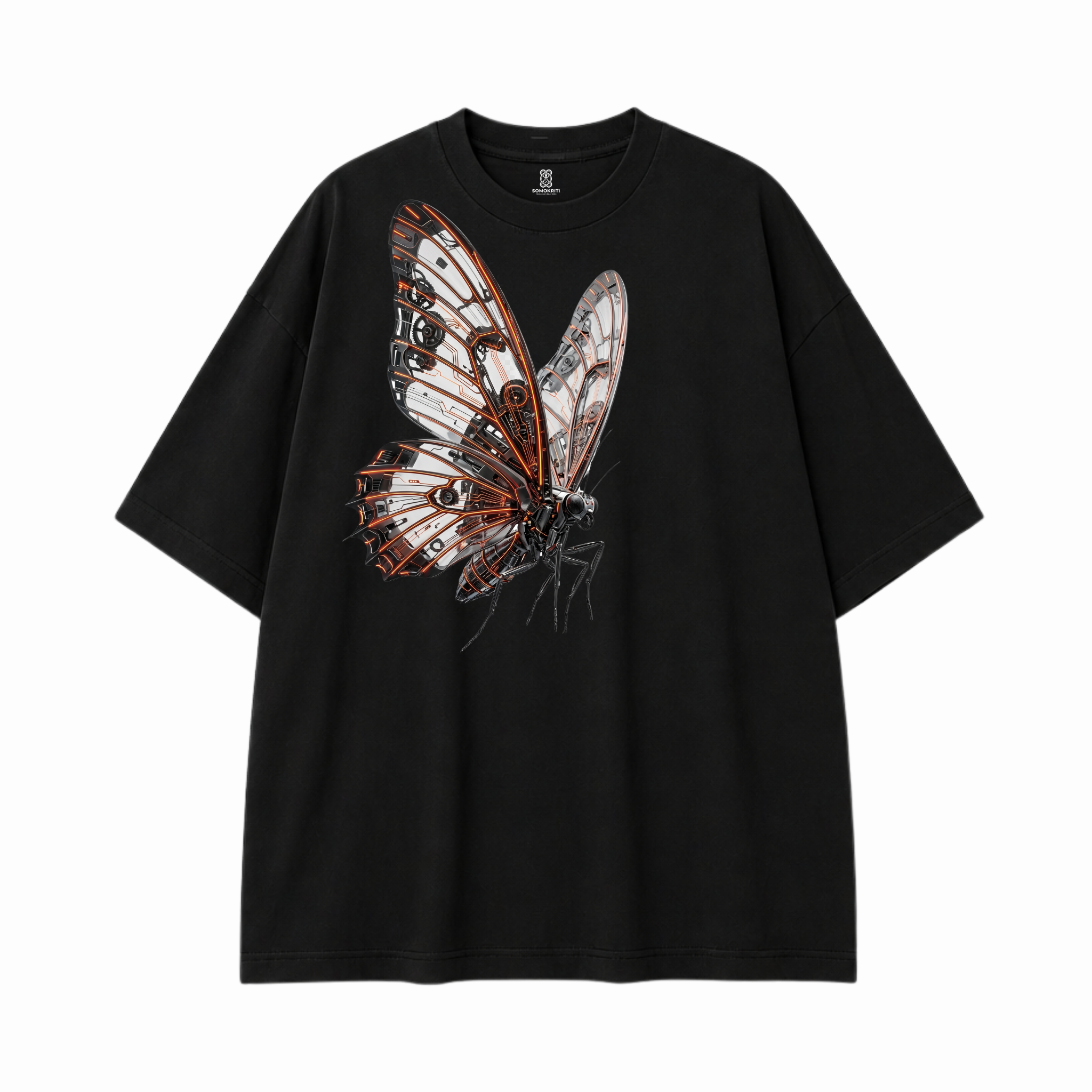 Somokriti Premium Cotton Printed T-Shirt - Cyber Metamorph | Oversized Fit, Half Sleeve, Round Neck | Unisex
