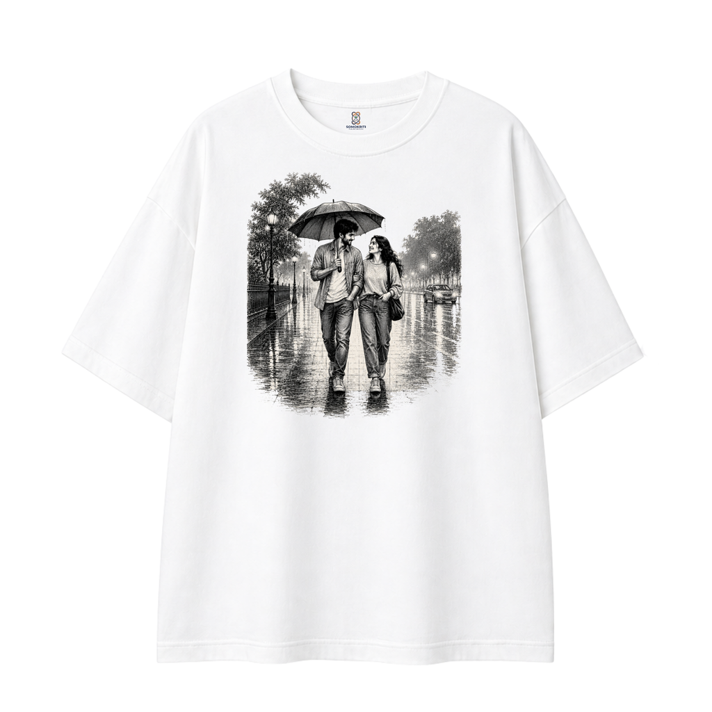 Somokriti Premium Cotton Printed T-Shirt - Rainbound Souls | Oversized Fit, Half Sleeve, Round Neck | Unisex