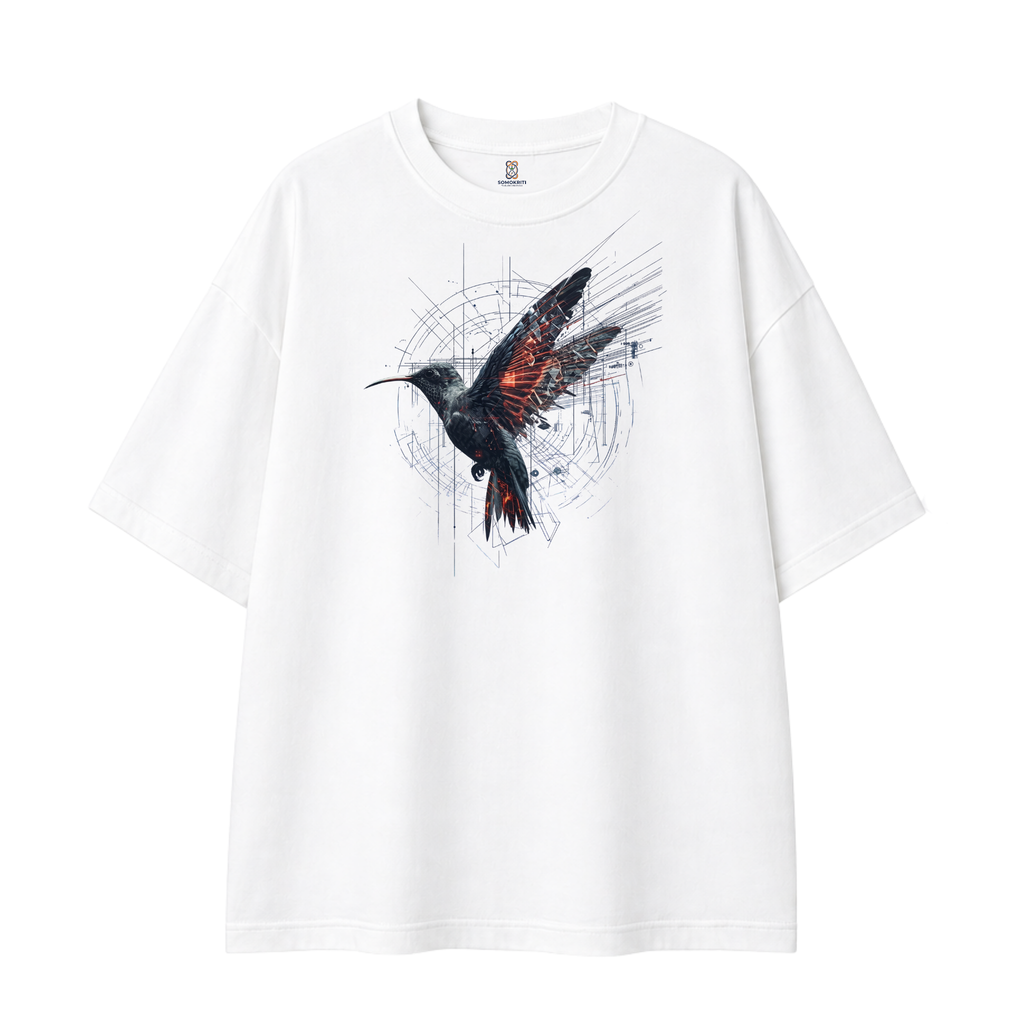 Somokriti Premium Cotton Printed T-Shirt - Velocity Wings | Oversized Fit, Half Sleeve, Round Neck | Unisex