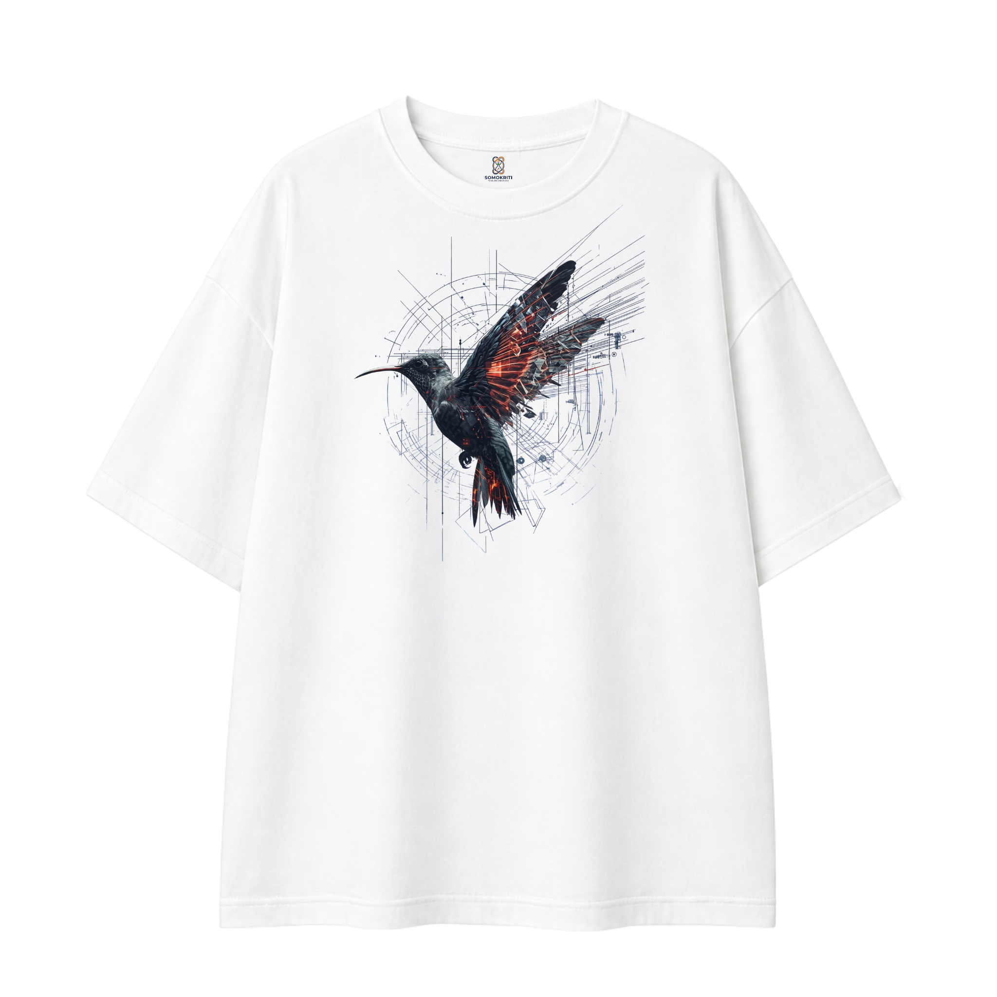 Somokriti Premium Cotton Printed T-Shirt - Velocity Wings | Oversized Fit, Half Sleeve, Round Neck | Unisex