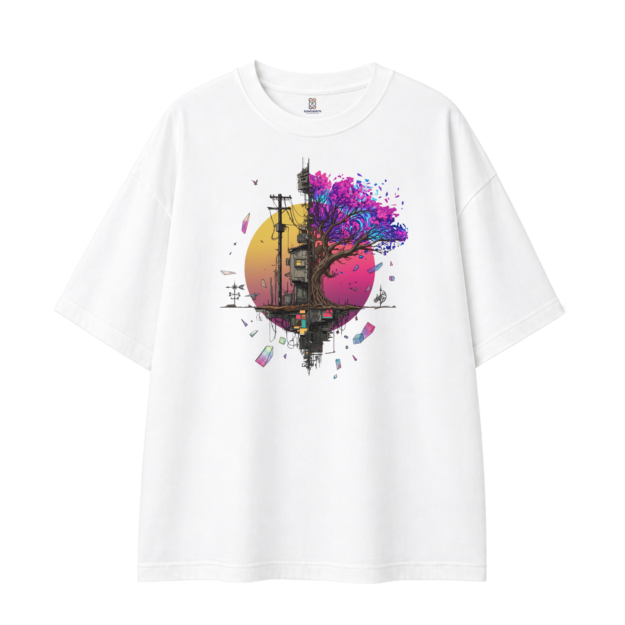 Somokriti Premium Cotton Printed T-Shirt - Urban Genesis | Oversized Fit, Half Sleeve, Round Neck | Unisex
