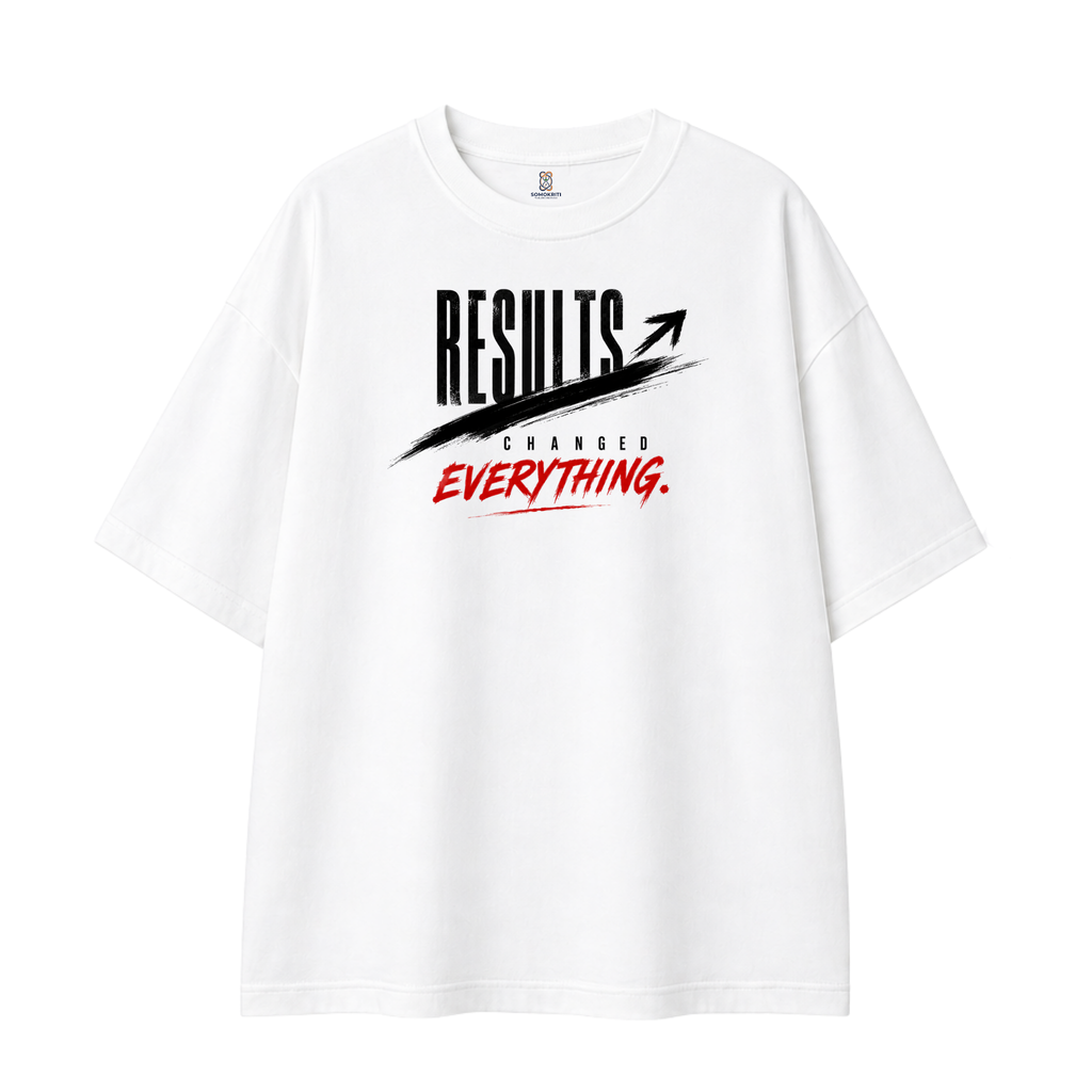 Somokriti Premium Cotton Printed T-Shirt - Bold Results | Oversized Fit, Half Sleeve, Round Neck | Unisex