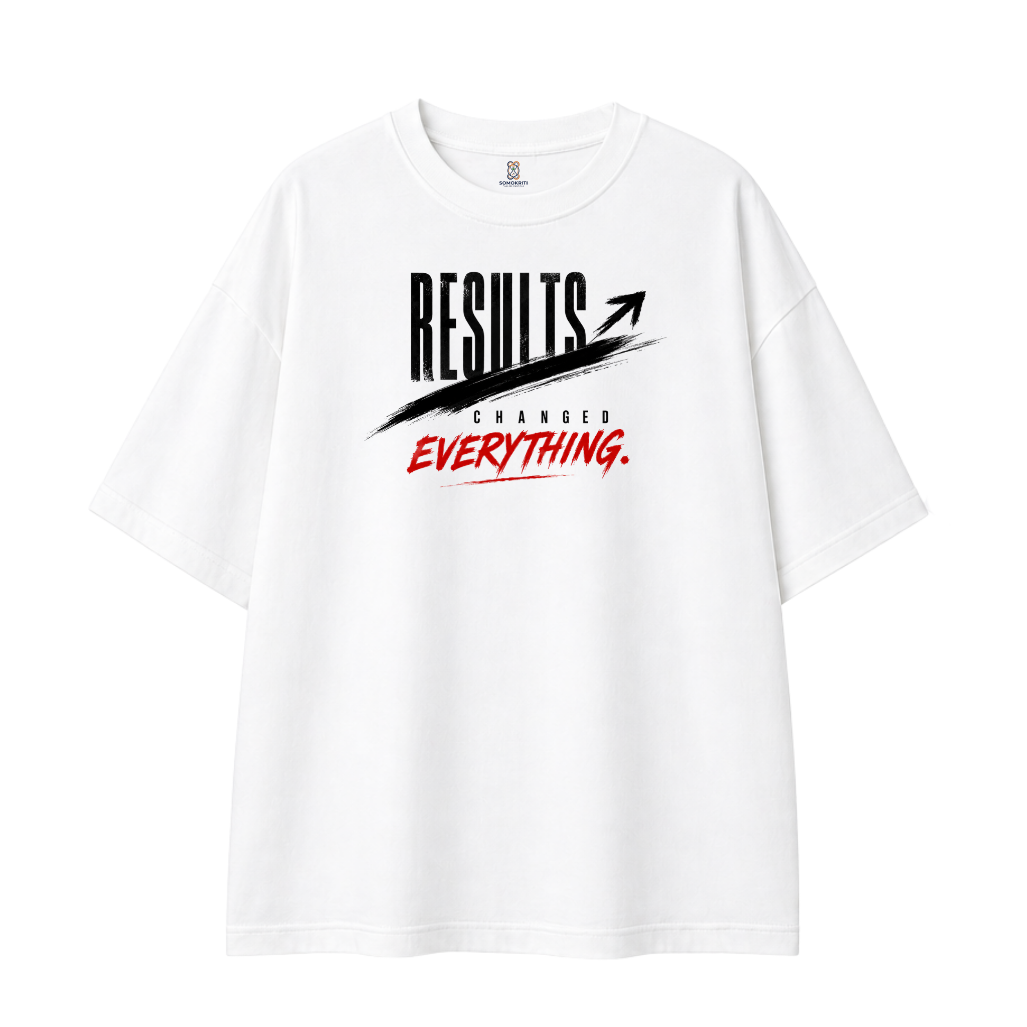 Somokriti Premium Cotton Printed T-Shirt - Bold Results | Oversized Fit, Half Sleeve, Round Neck | Unisex