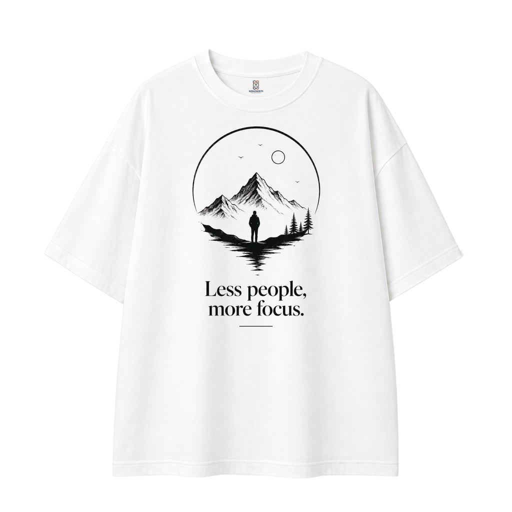 Somokriti Premium Cotton Printed T-Shirt - Silent Focus | Oversized Fit, Half Sleeve, Round Neck | Unisex