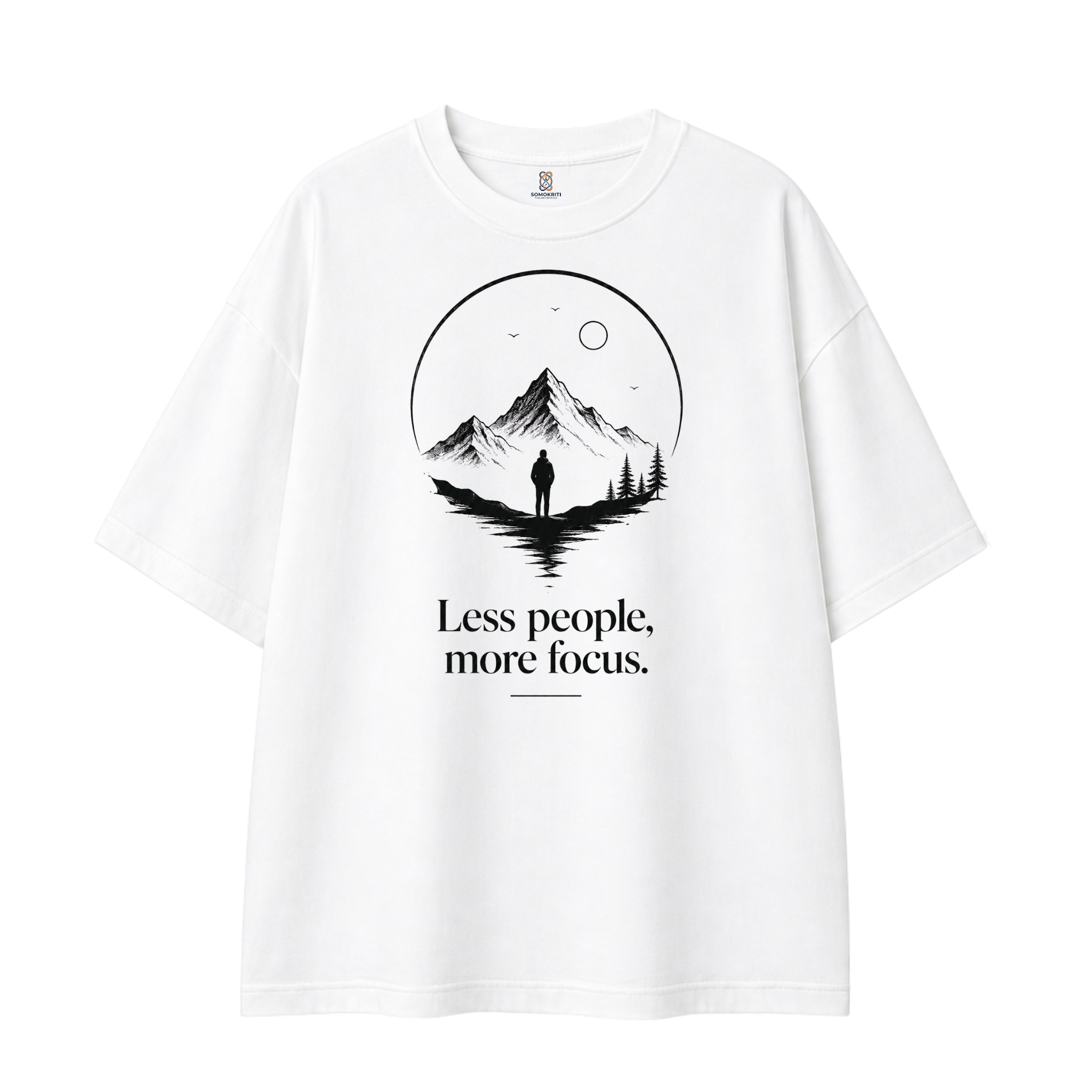 Somokriti Premium Cotton Printed T-Shirt - Silent Focus | Oversized Fit, Half Sleeve, Round Neck | Unisex