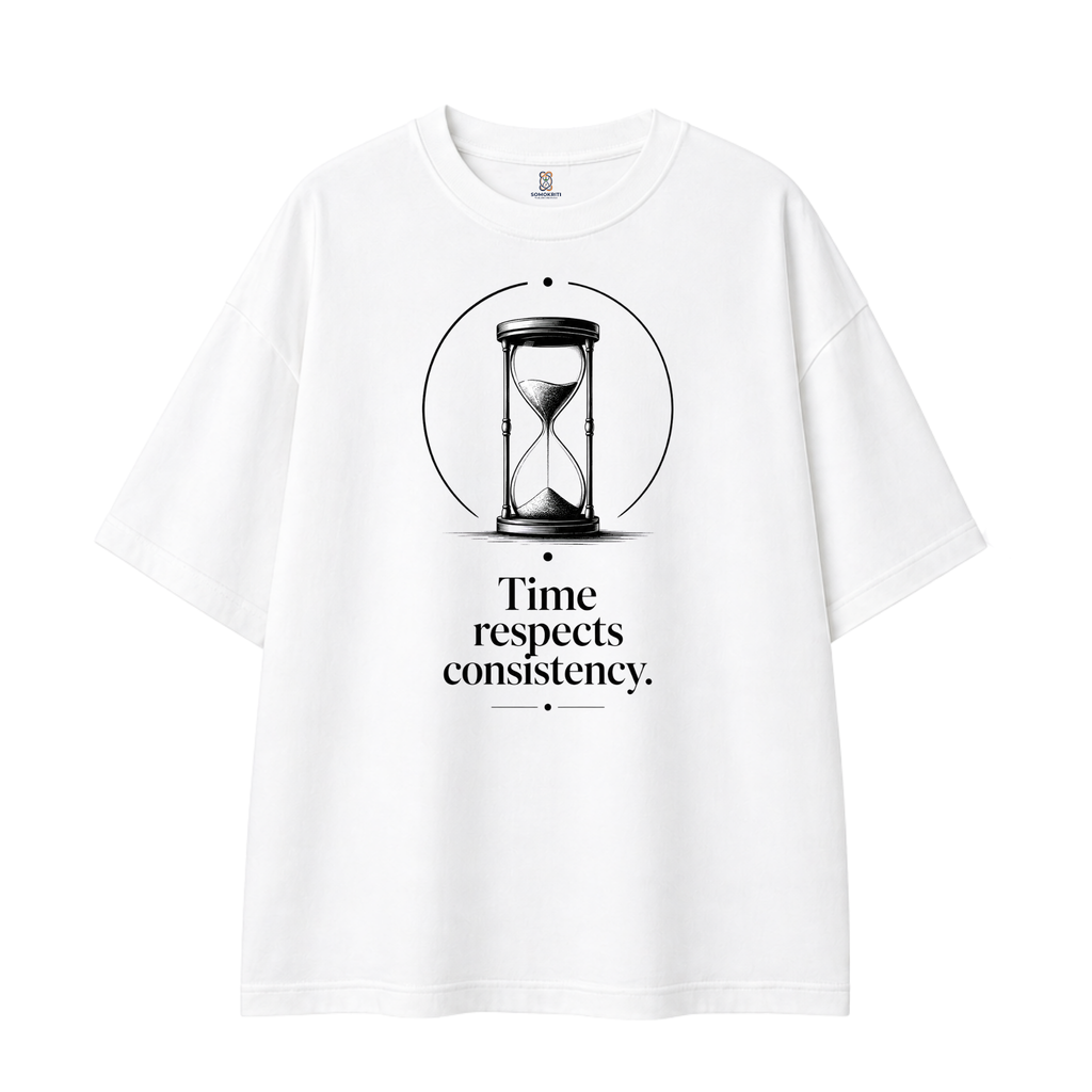Somokriti Premium Cotton Printed T-Shirt - Timeless Patience | Oversized Fit, Half Sleeve, Round Neck | Unisex
