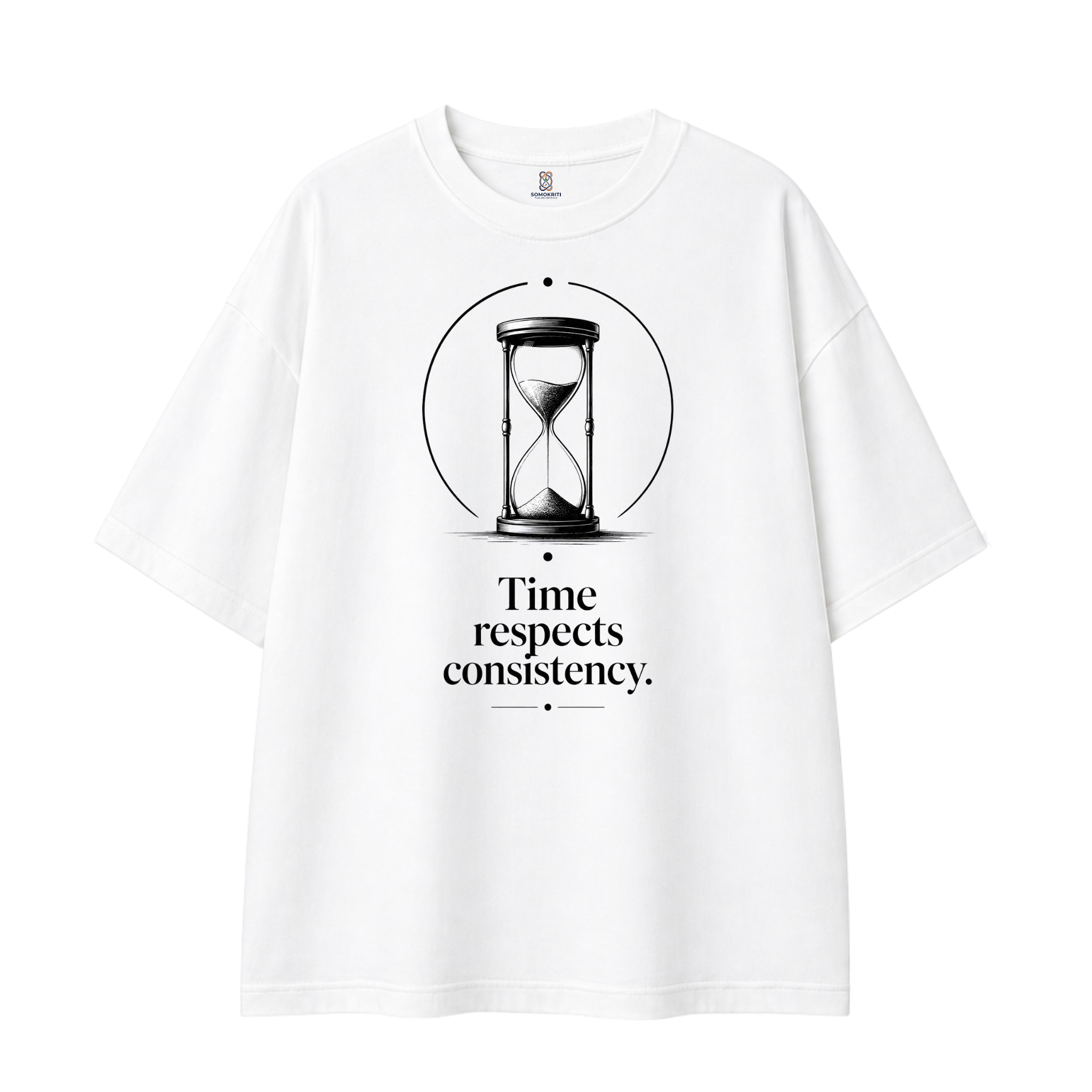 Somokriti Premium Cotton Printed T-Shirt - Timeless Patience | Oversized Fit, Half Sleeve, Round Neck | Unisex