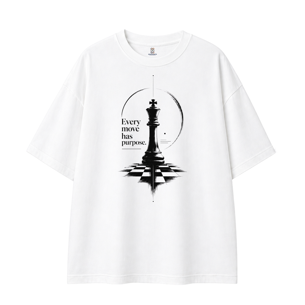 Somokriti Premium Cotton Printed T-Shirt - Strategic Vision | Oversized Fit, Half Sleeve, Round Neck | Unisex
