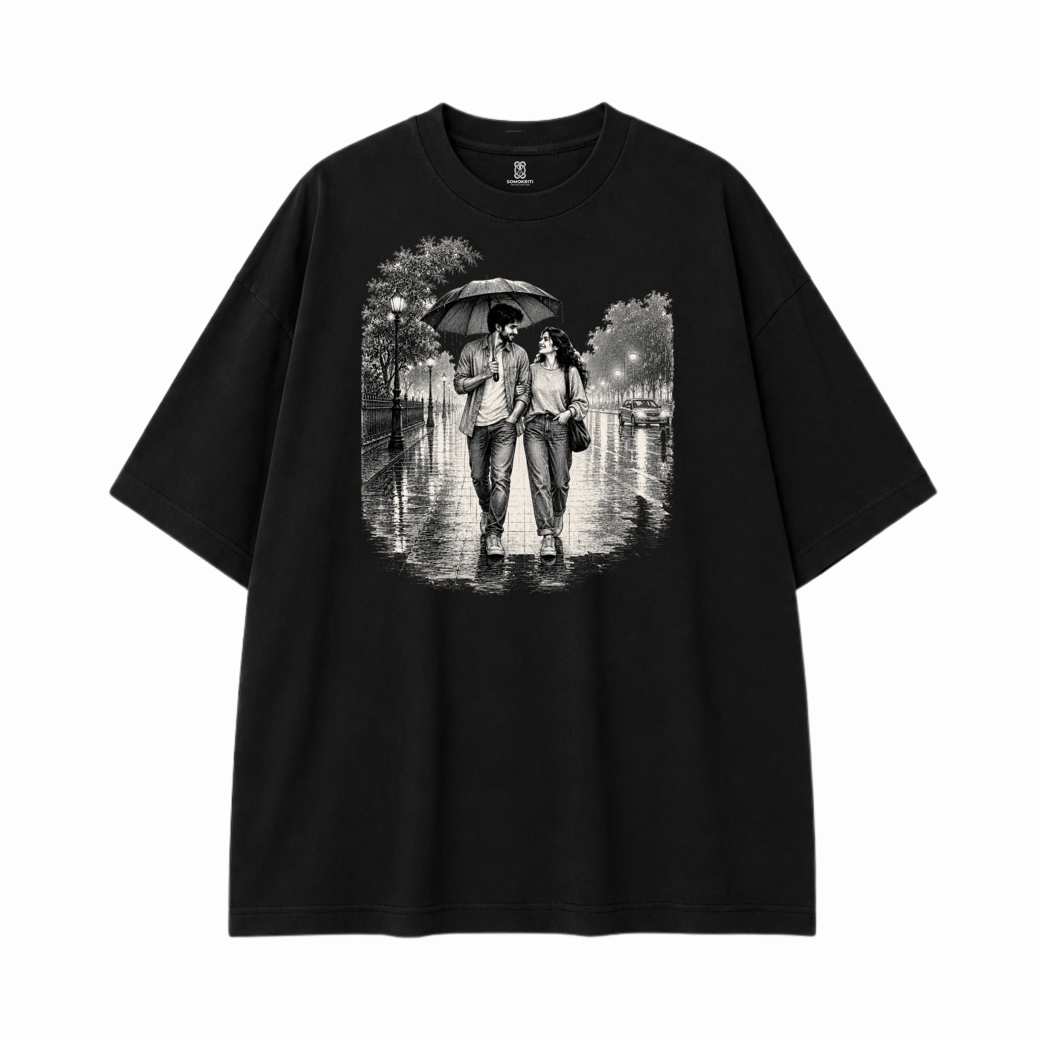 Somokriti Premium Cotton Printed T-Shirt - Rainbound Souls | Oversized Fit, Half Sleeve, Round Neck | Unisex