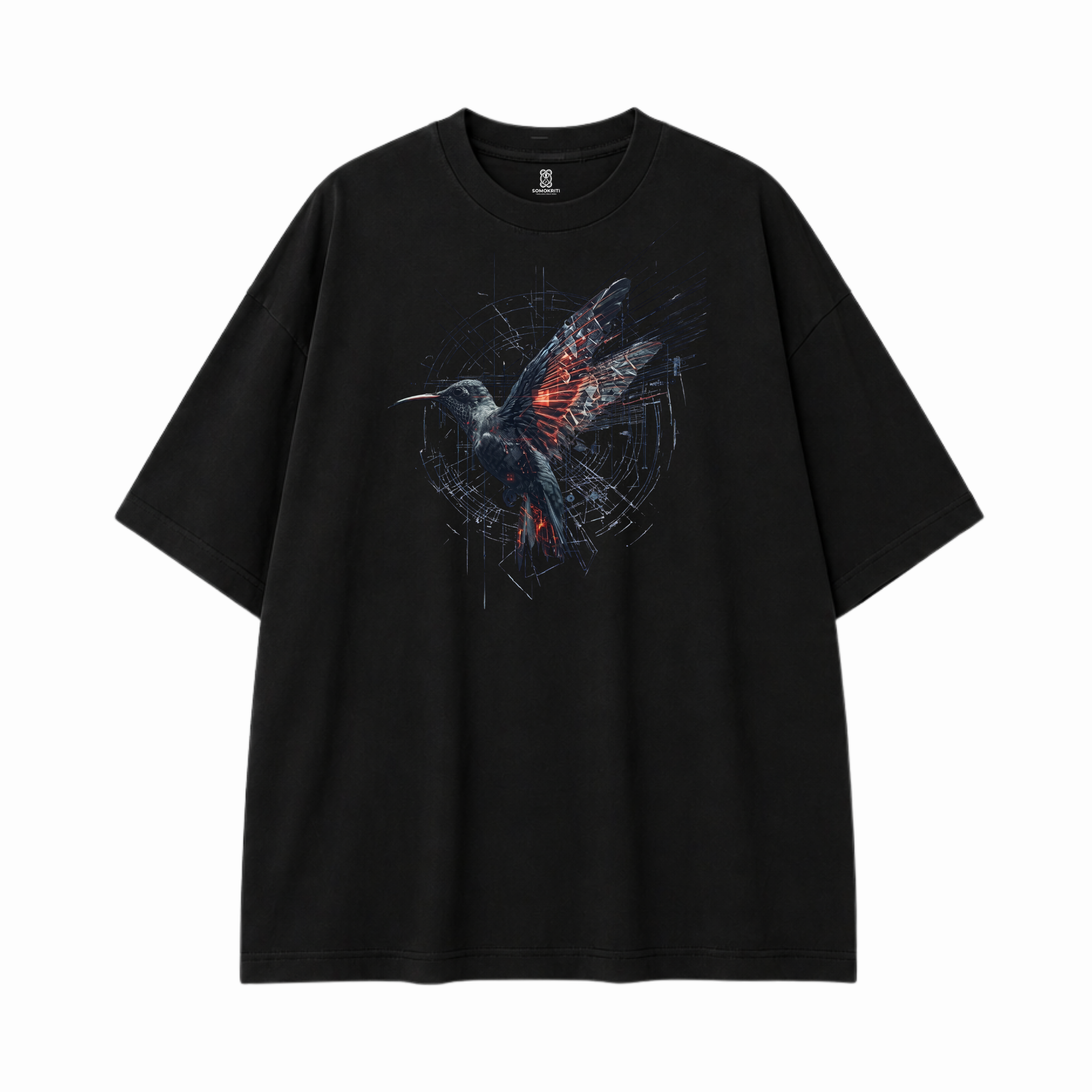 Somokriti Premium Cotton Printed T-Shirt - Velocity Wings | Oversized Fit, Half Sleeve, Round Neck | Unisex