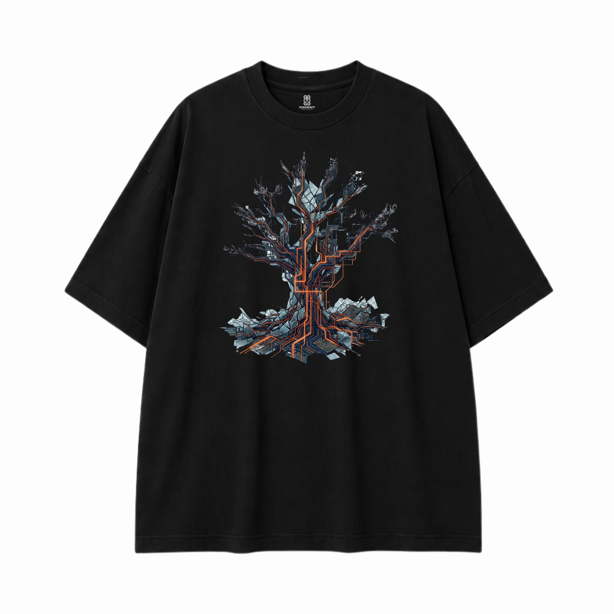 Somokriti Premium Cotton Printed T-Shirt - Quantum Roots | Oversized Fit, Half Sleeve, Round Neck | Unisex