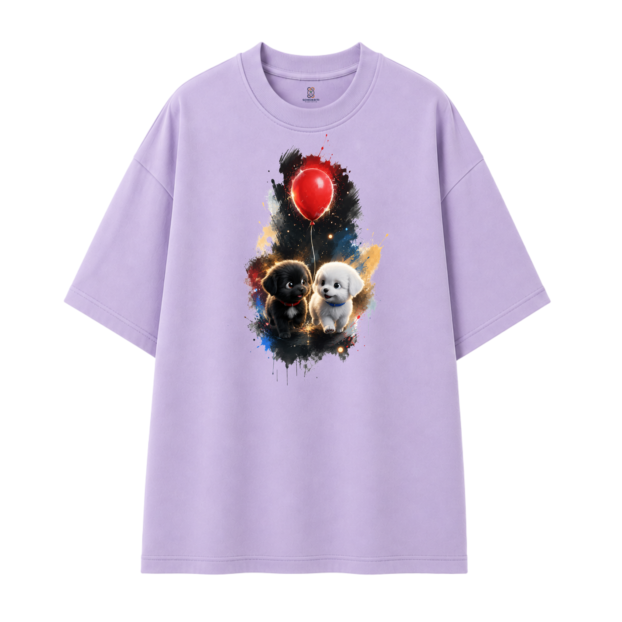 Somokriti Premium Cotton Printed T-Shirt - Pawsome Pair | Oversized Fit, Half Sleeve, Round Neck | Unisex