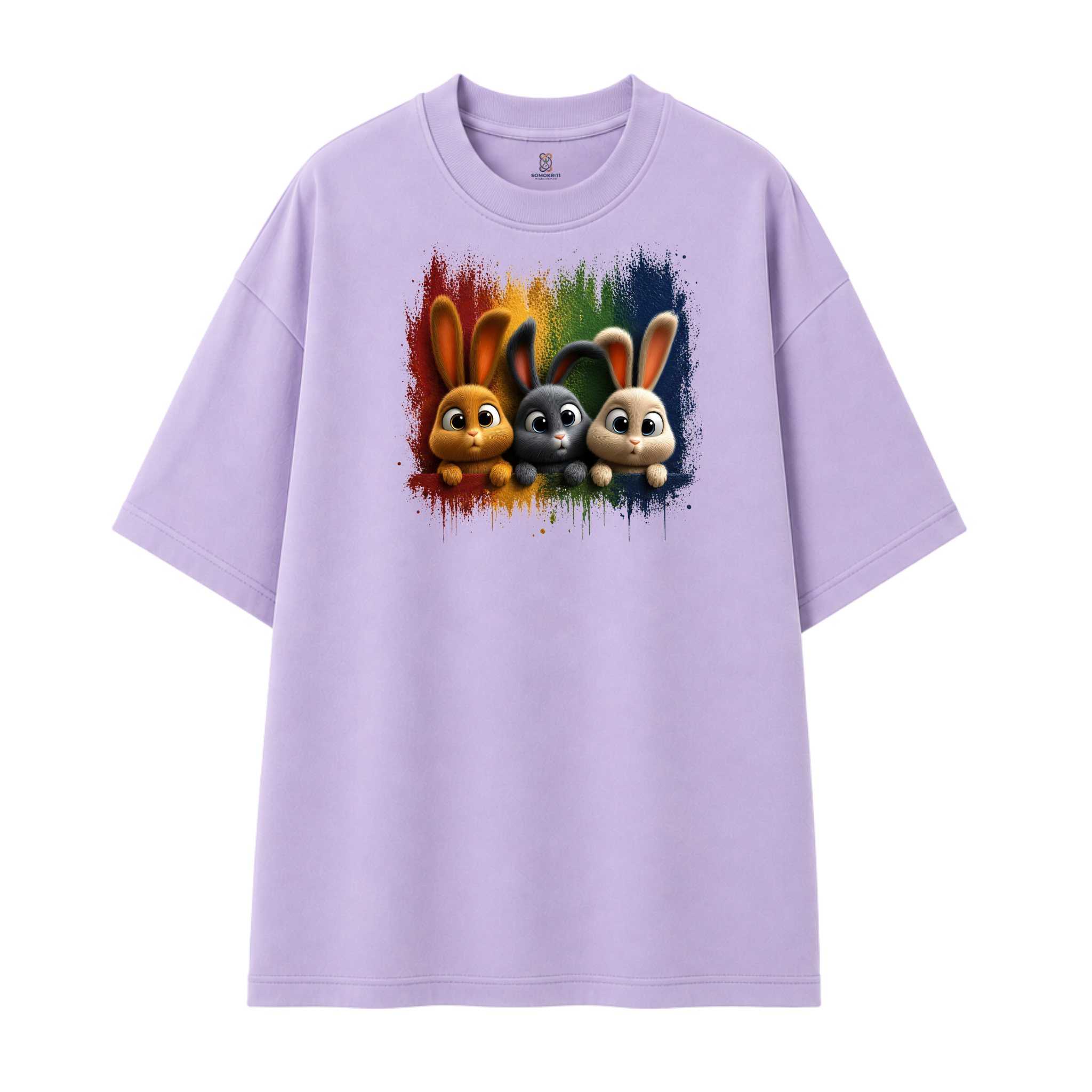 Somokriti Premium Cotton Printed T-Shirt - Bunny Brigade | Oversized Fit, Half Sleeve, Round Neck | Unisex