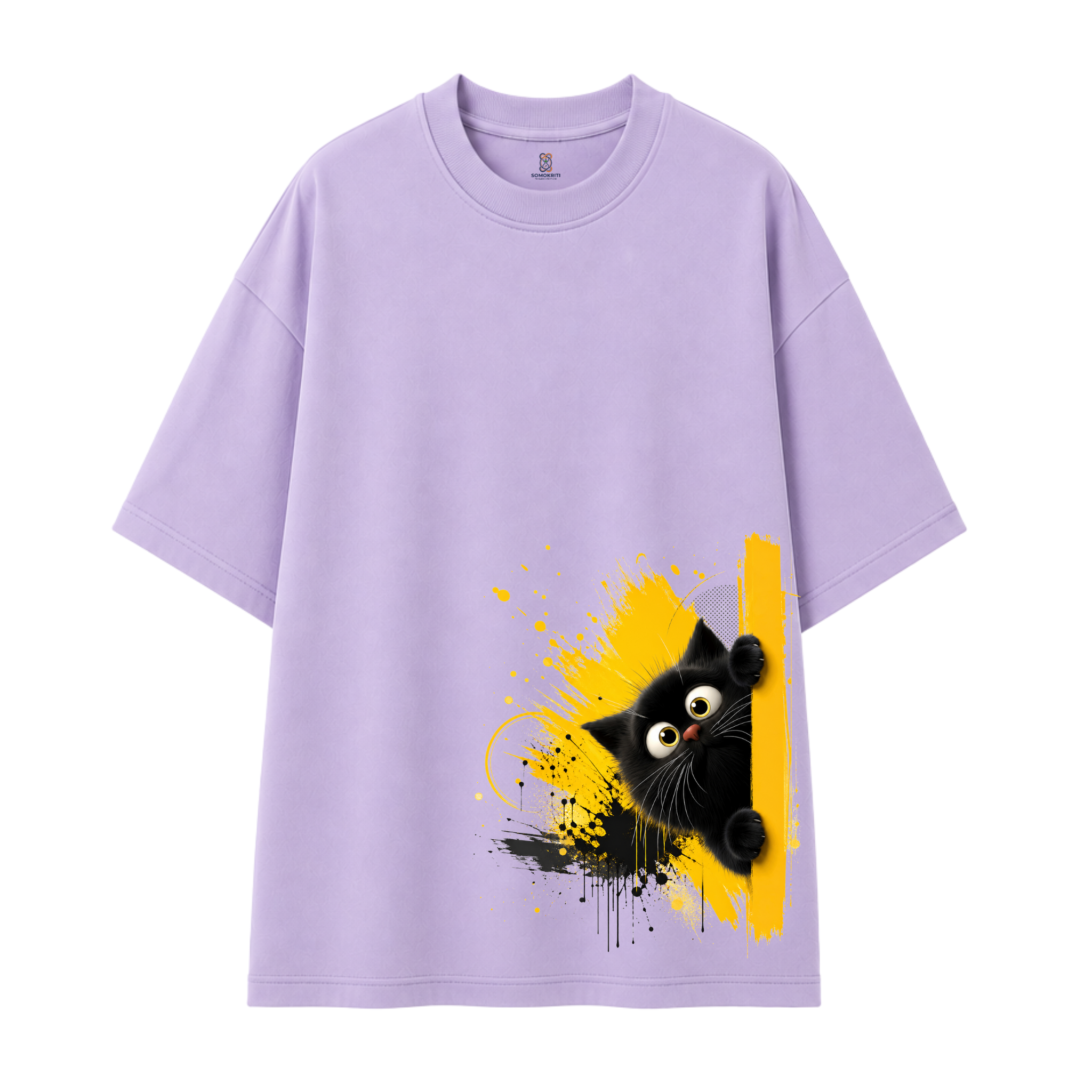Somokriti Premium Cotton Printed T-Shirt - Curious Peek | Oversized Fit, Half Sleeve, Round Neck | Unisex