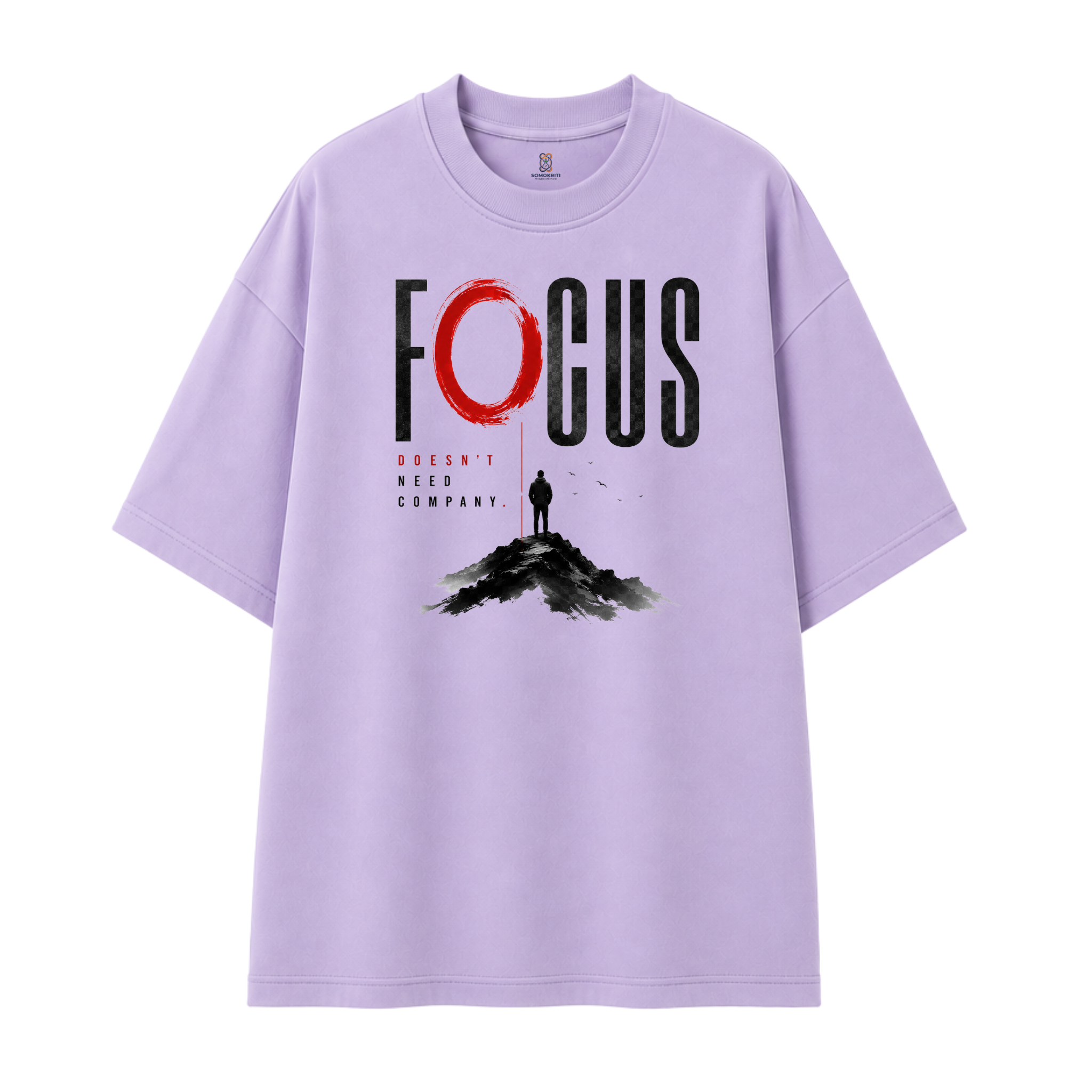 Somokriti Premium Cotton Printed T-Shirt - Focused Solitude | Oversized Fit, Half Sleeve, Round Neck | Unisex