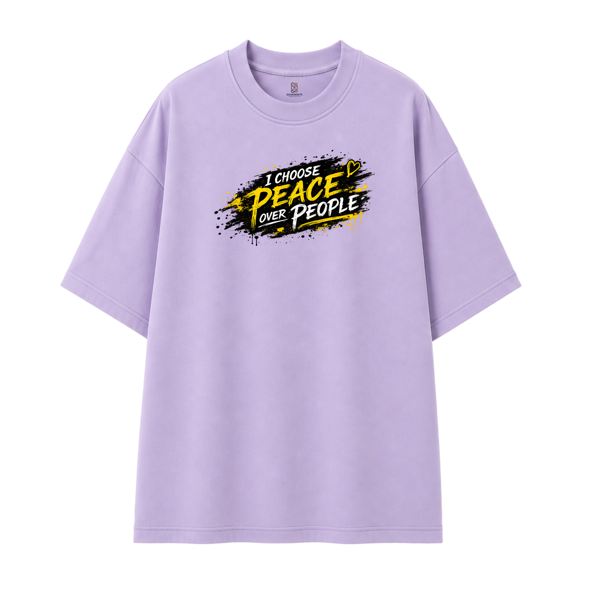 Somokriti Premium Cotton Printed T-Shirt - Choose Peace | Oversized Fit, Half Sleeve, Round Neck | Unisex