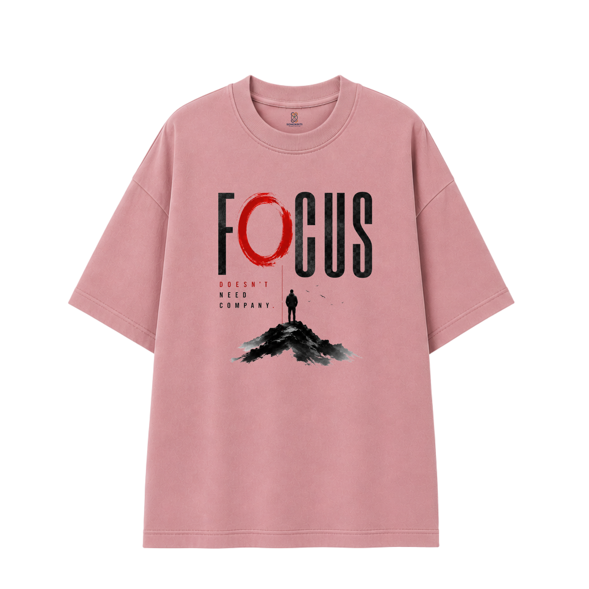 Somokriti Premium Cotton Printed T-Shirt - Focused Solitude | Oversized Fit, Half Sleeve, Round Neck | Unisex