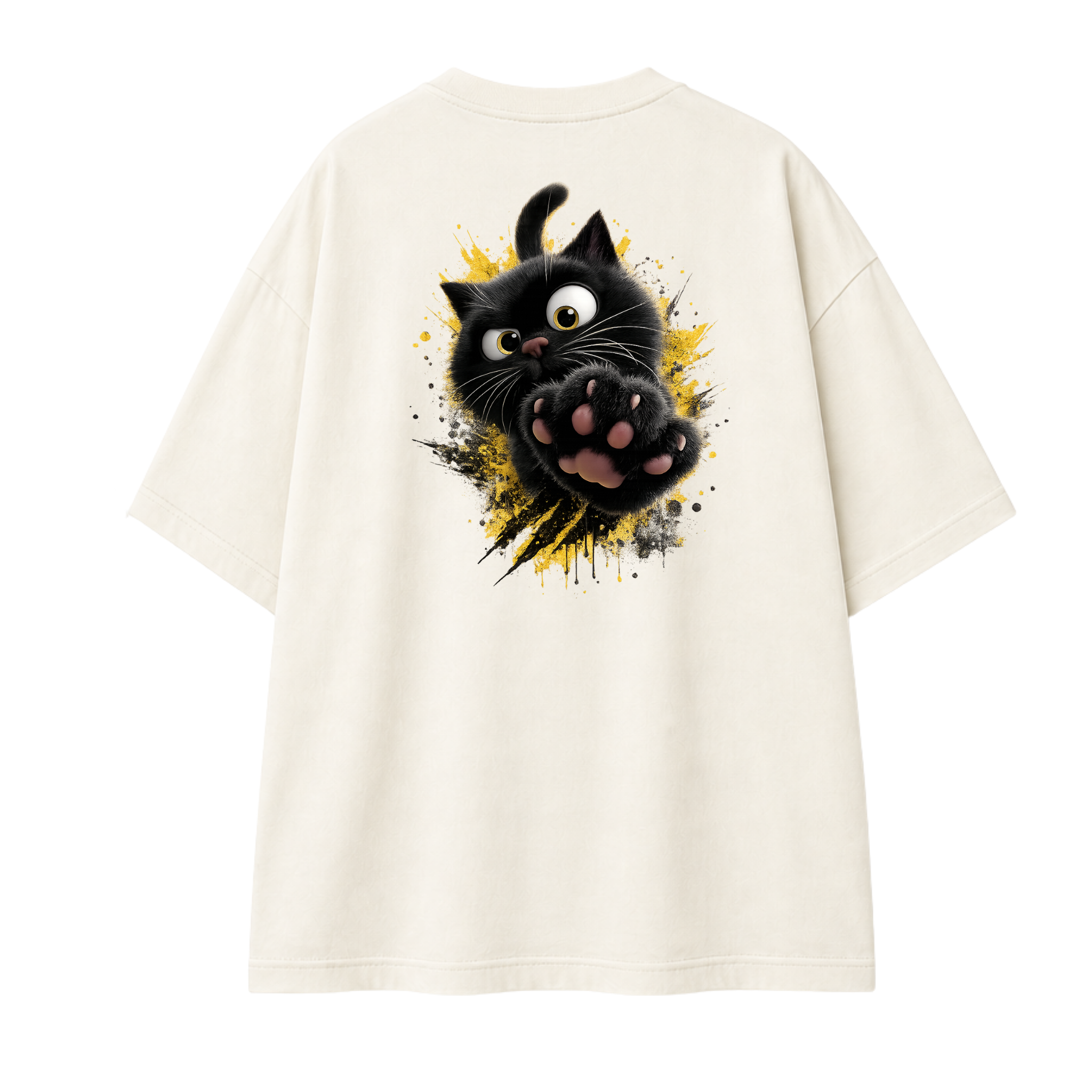 Somokriti Premium Cotton Printed T-Shirt - Midnight Paws | Oversized Fit, Half Sleeve, Round Neck | Unisex