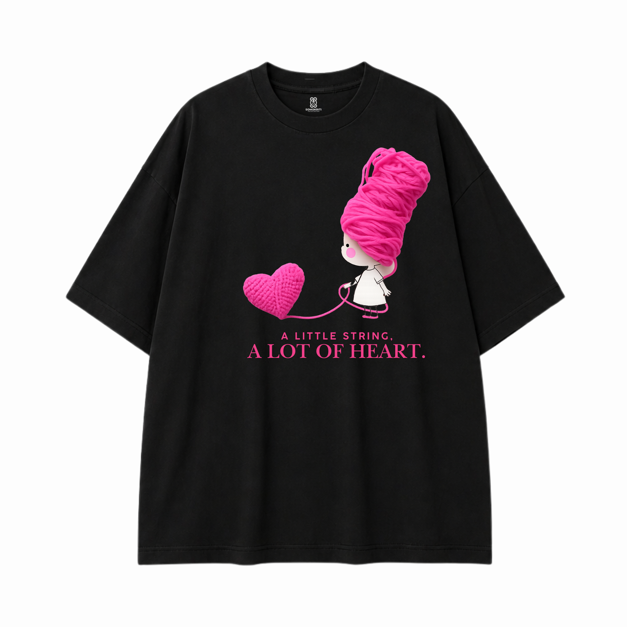 Somokriti Premium Cotton Printed T-Shirt - A Lot of Heart | Oversized Fit, Half Sleeve, Round Neck | Girls, Women