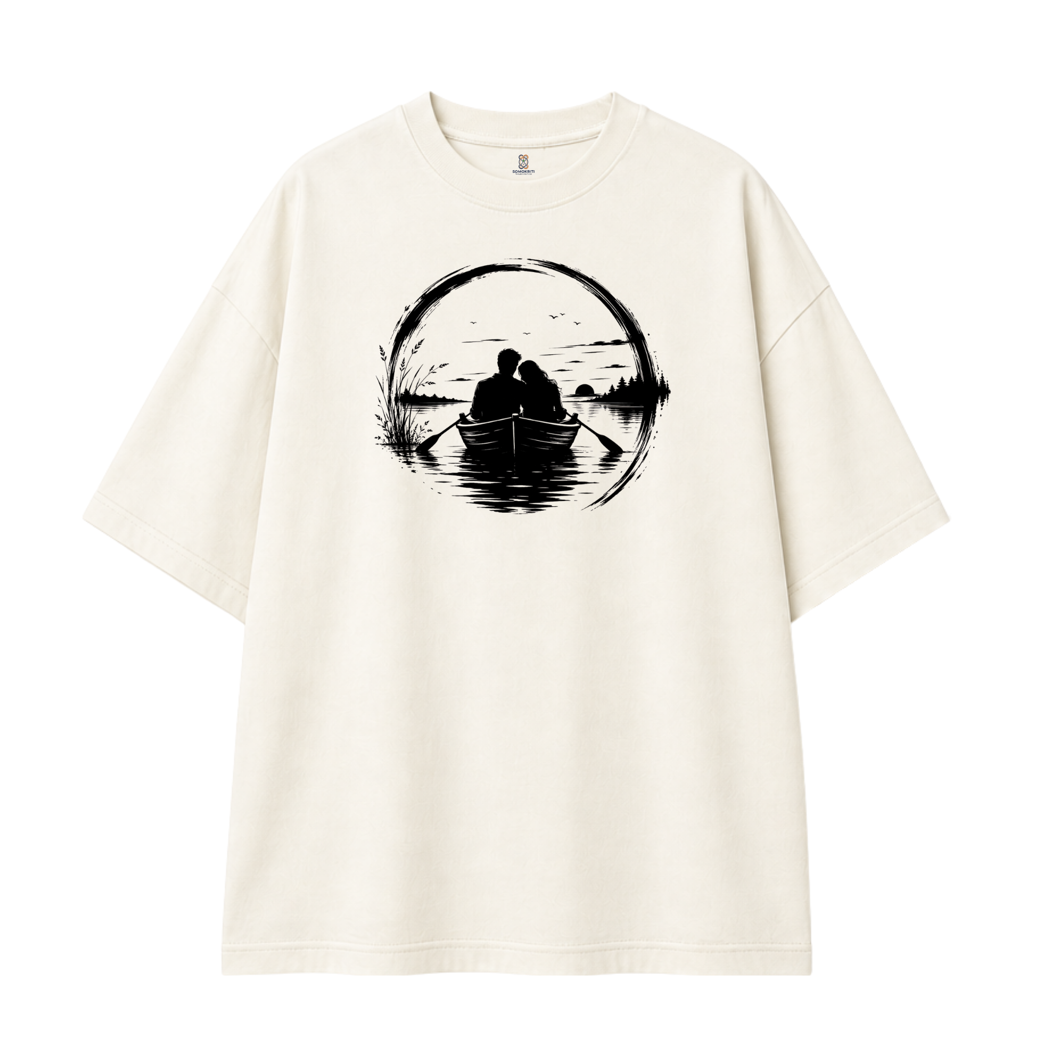 Somokriti Premium Cotton Printed T-Shirt - Silent Voyage | Oversized Fit, Half Sleeve, Round Neck | Unisex