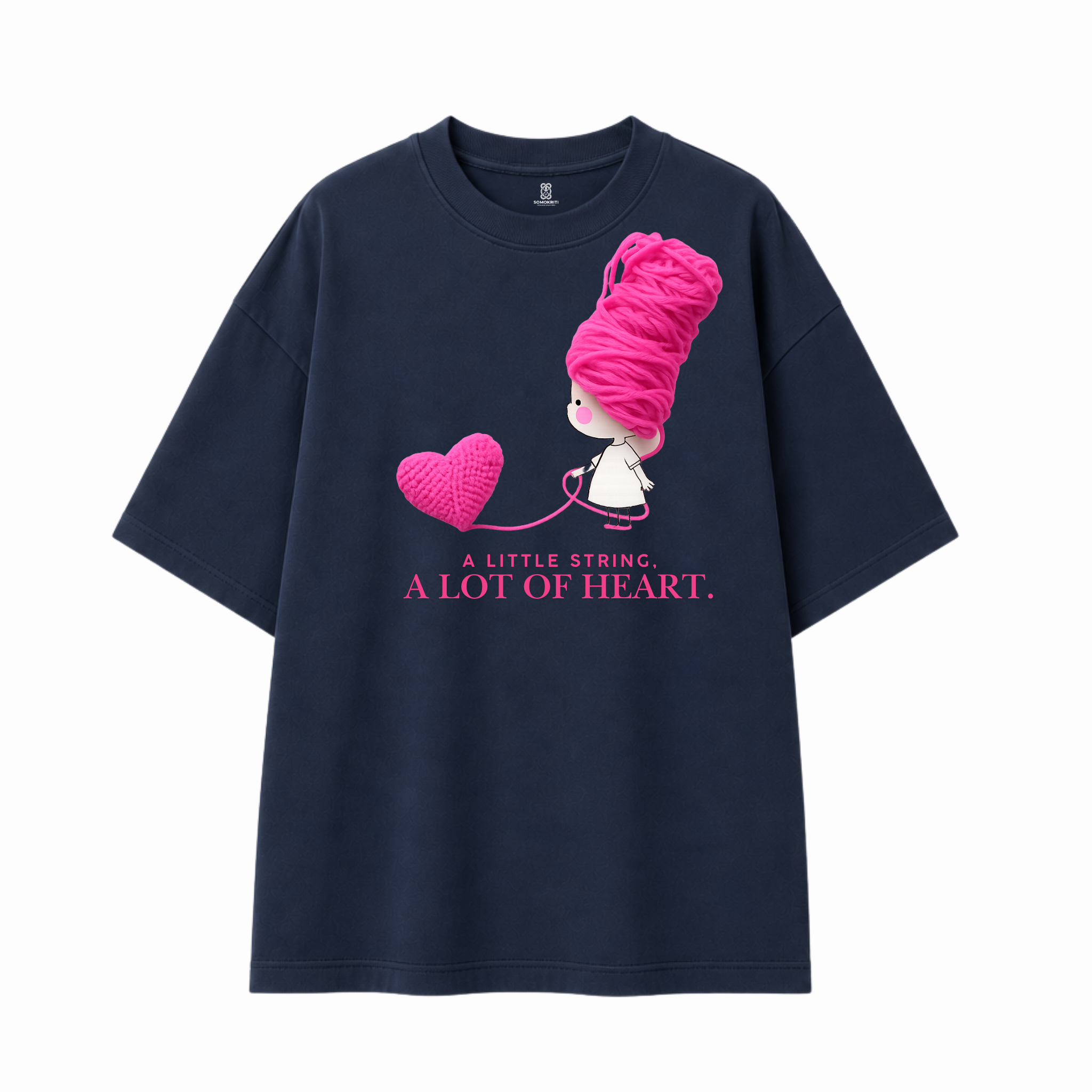 Somokriti Premium Cotton Printed T-Shirt - A Lot of Heart | Oversized Fit, Half Sleeve, Round Neck | Girls, Women