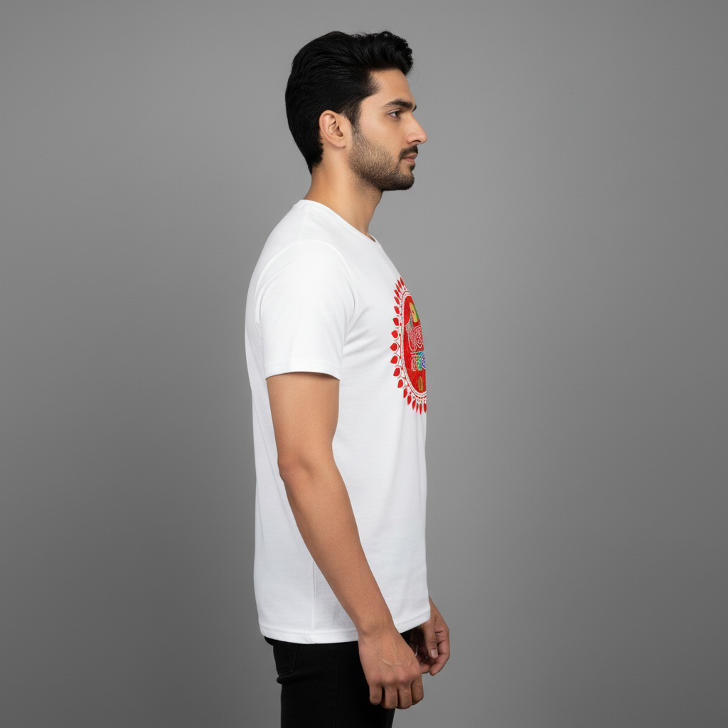 Somokriti Unisex Premium Cotton Printed T-Shirt - Nabo Barsho Creation | Regular Fit, Half Sleeve, Round Neck