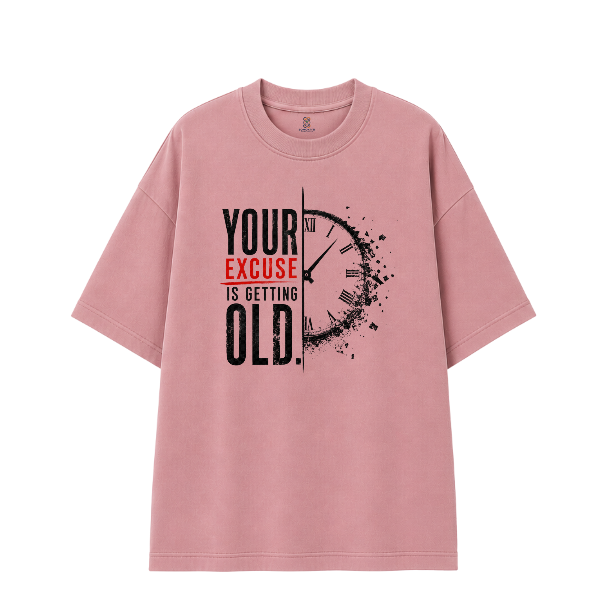 Somokriti Premium Cotton Printed T-Shirt - Time Reckoning | Oversized Fit, Half Sleeve, Round Neck | Unisex