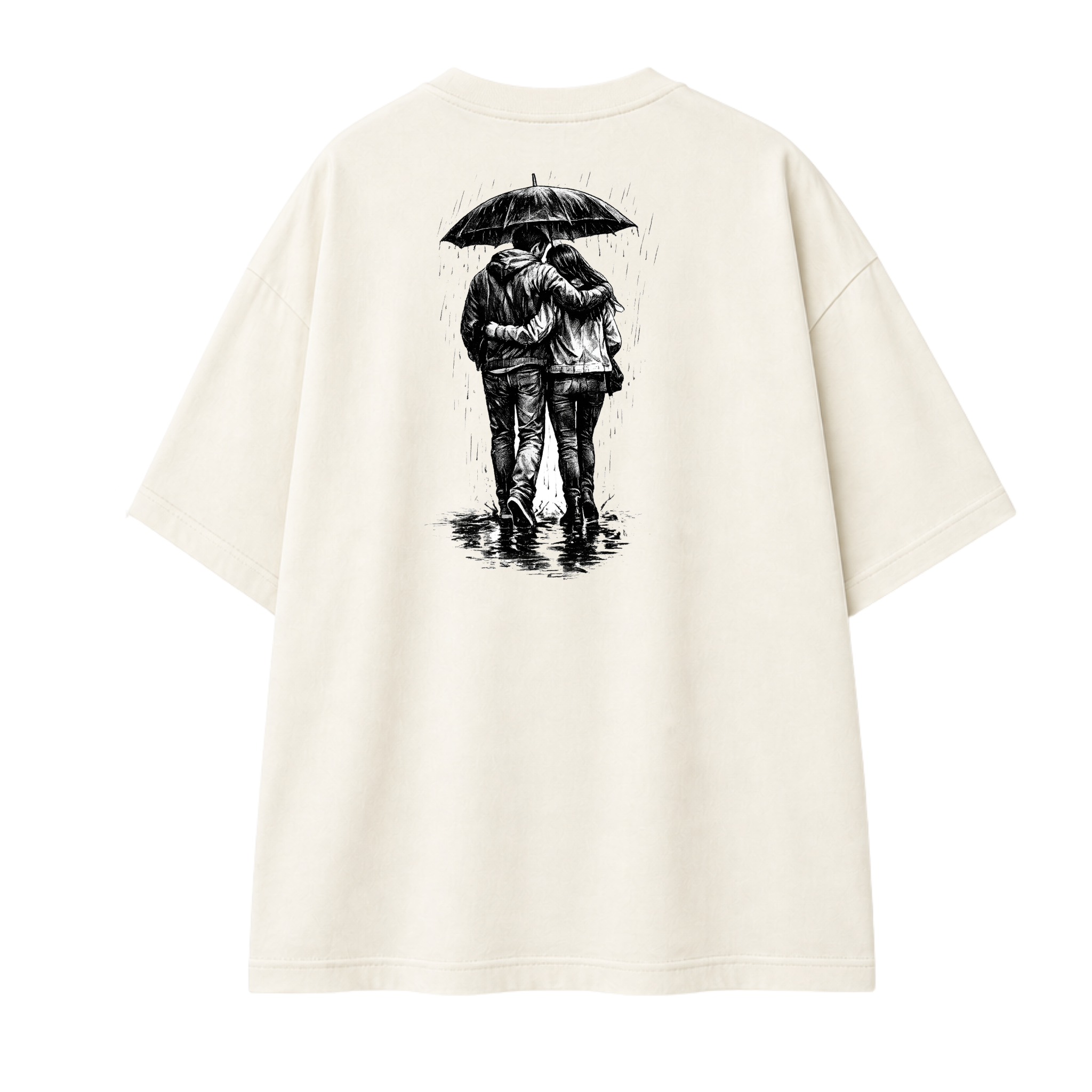Somokriti Premium Cotton Printed T-Shirt - Umbrella Tales | Oversized Fit, Half Sleeve, Round Neck | Unisex