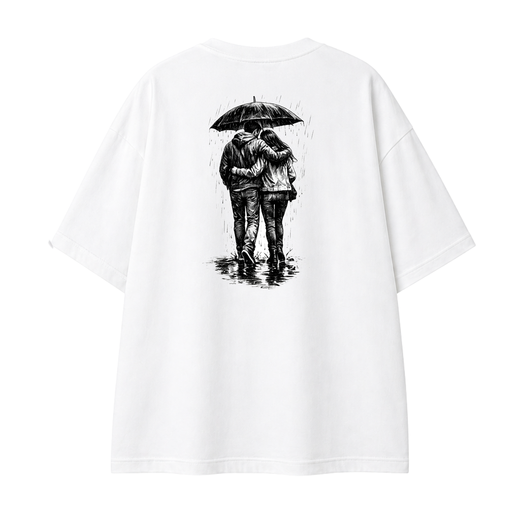 Somokriti Premium Cotton Printed T-Shirt - Umbrella Tales | Oversized Fit, Half Sleeve, Round Neck | Unisex