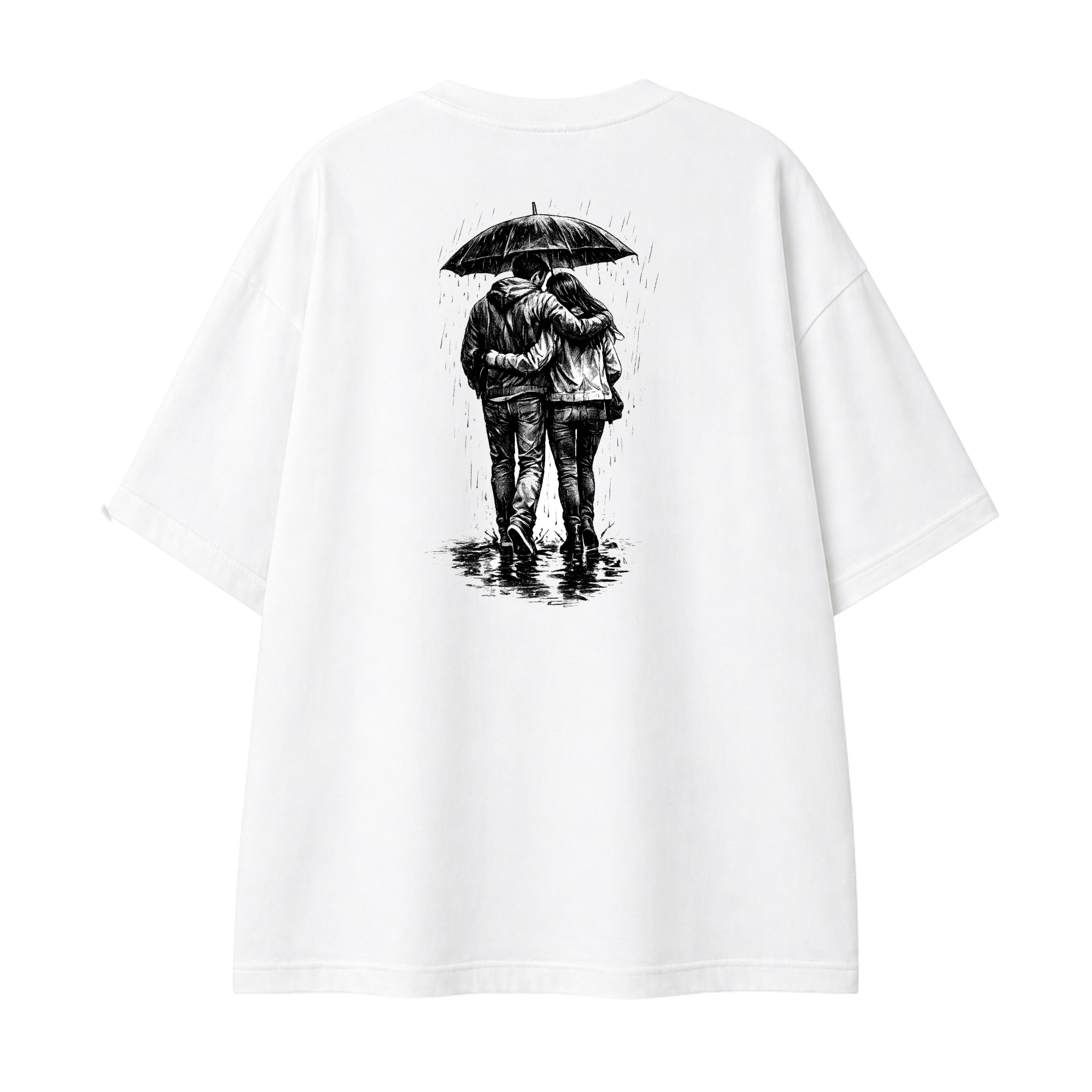Somokriti Premium Cotton Printed T-Shirt - Umbrella Tales | Oversized Fit, Half Sleeve, Round Neck | Unisex