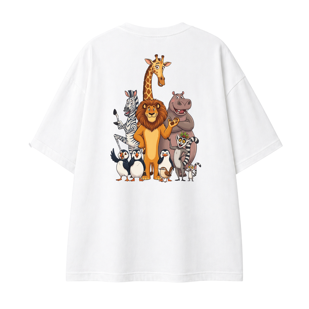 Somokriti Premium Cotton Printed T-Shirt - Madagascar Crew | Oversized Fit, Half Sleeve, Round Neck | Unisex