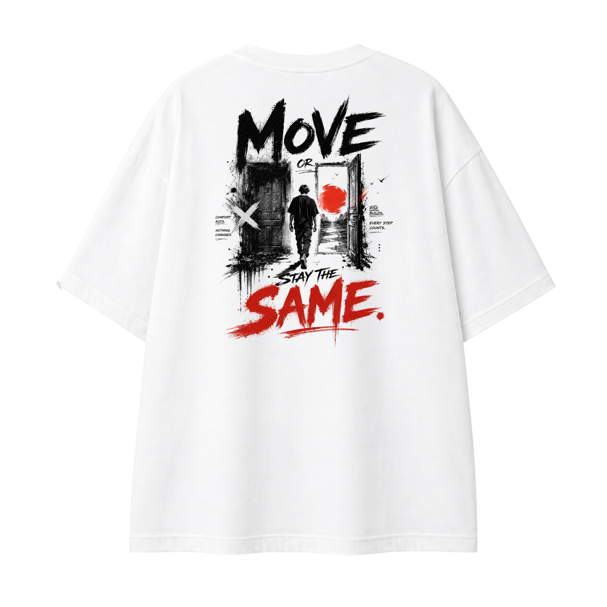 Somokriti Premium Cotton Printed T-Shirt - Forward Motion | Oversized Fit, Half Sleeve, Round Neck | Unisex