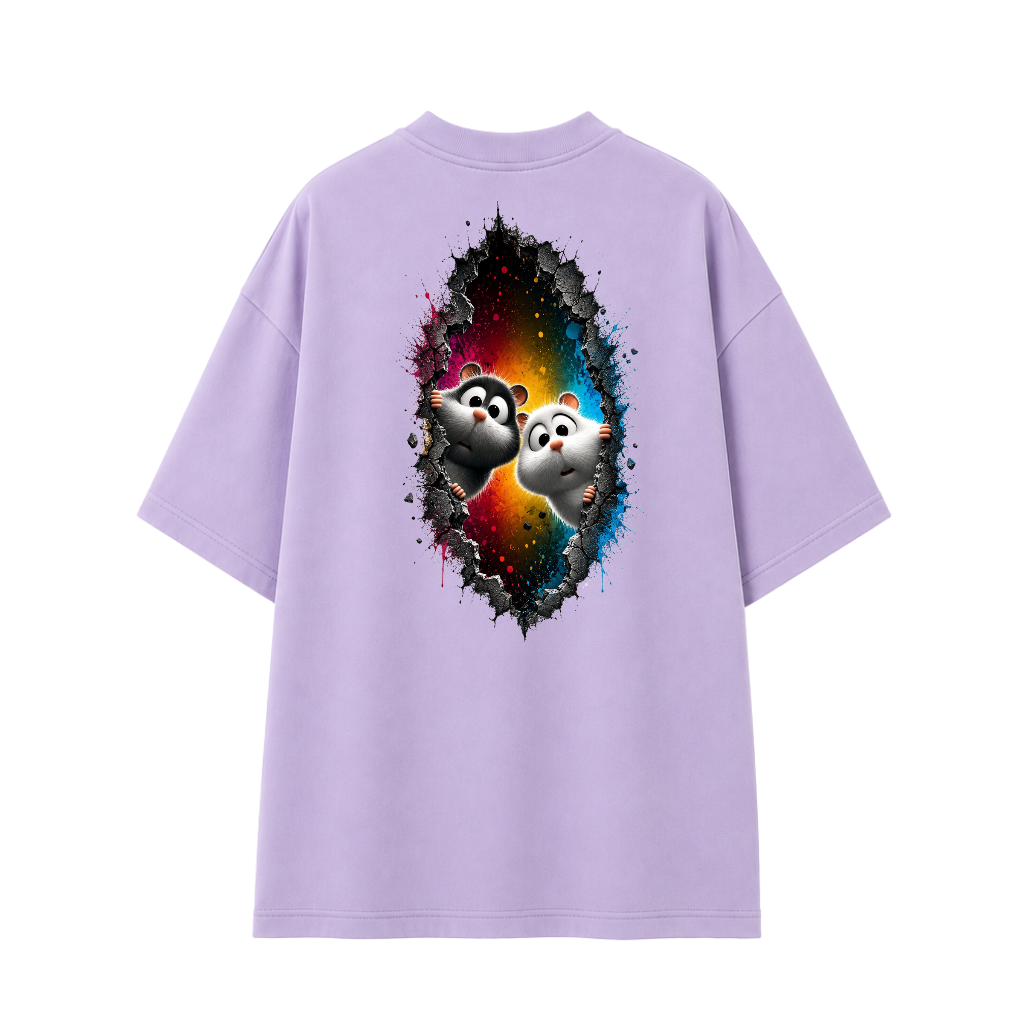 Somokriti Premium Cotton Printed T-Shirt - Curious Duo | Oversized Fit, Half Sleeve, Round Neck | Unisex
