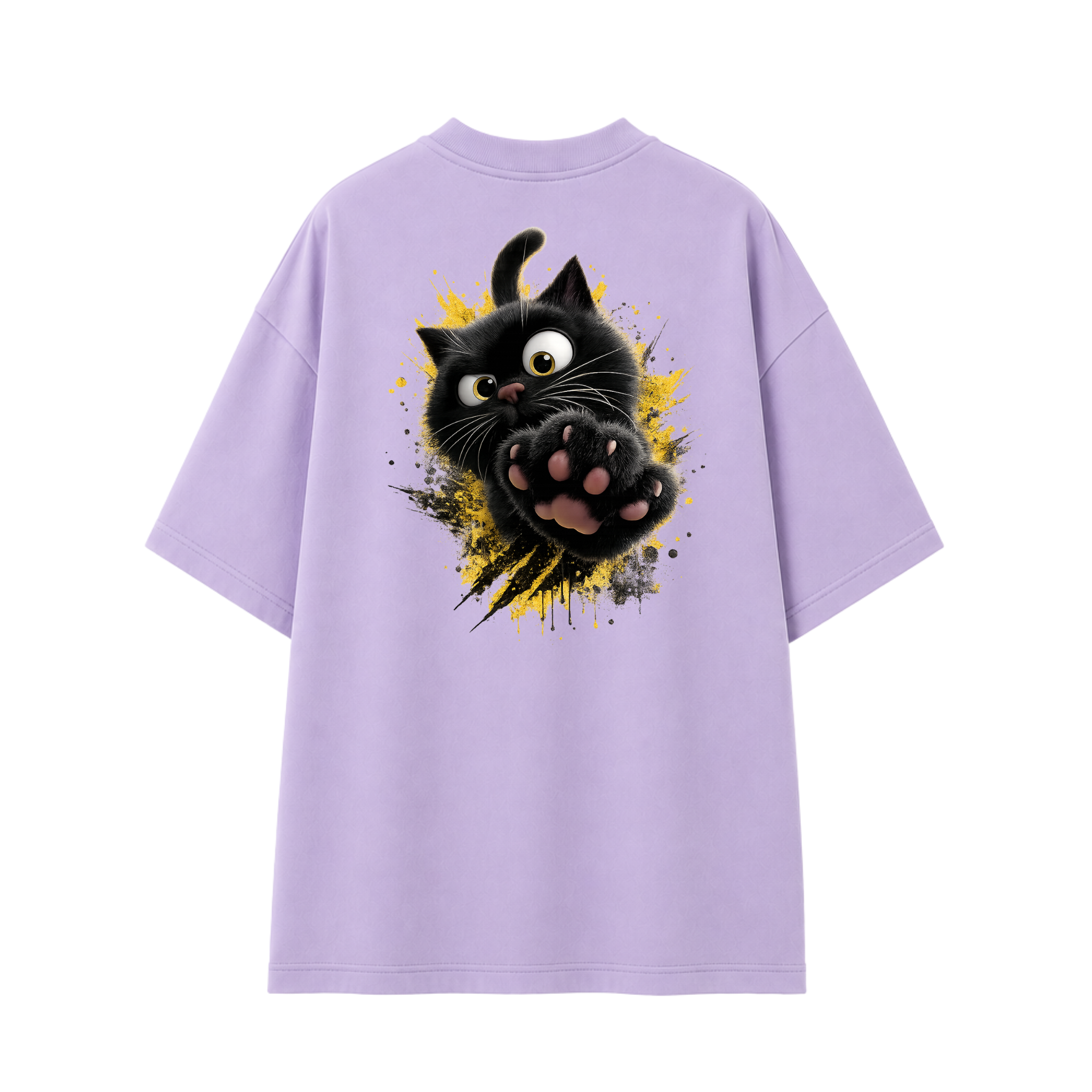 Somokriti Premium Cotton Printed T-Shirt - Midnight Paws | Oversized Fit, Half Sleeve, Round Neck | Unisex