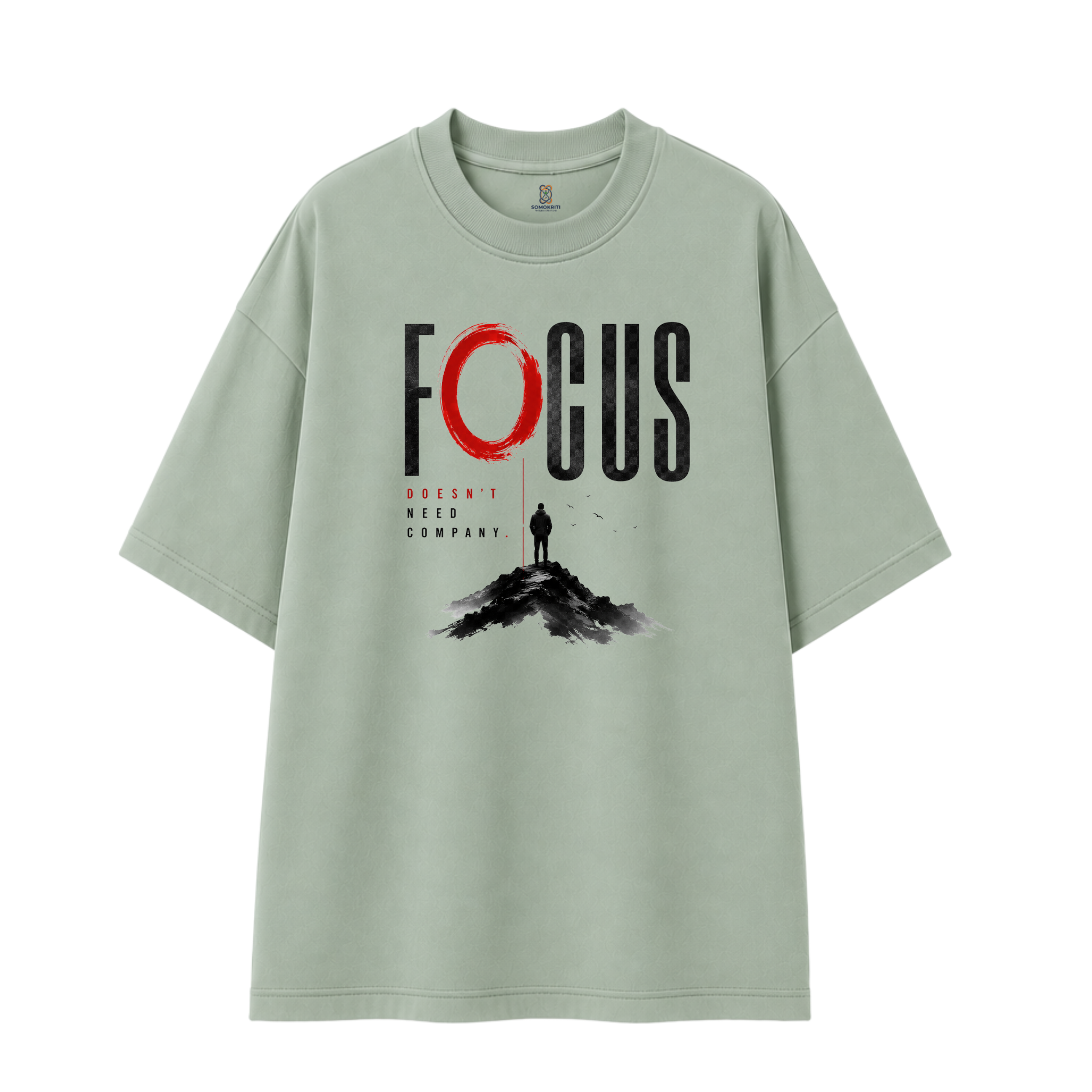 Somokriti Premium Cotton Printed T-Shirt - Focused Solitude | Oversized Fit, Half Sleeve, Round Neck | Unisex