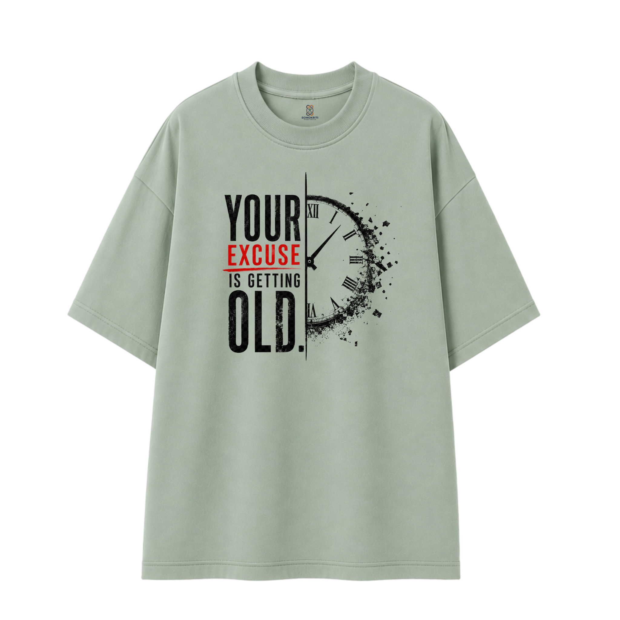 Somokriti Premium Cotton Printed T-Shirt - Time Reckoning | Oversized Fit, Half Sleeve, Round Neck | Unisex