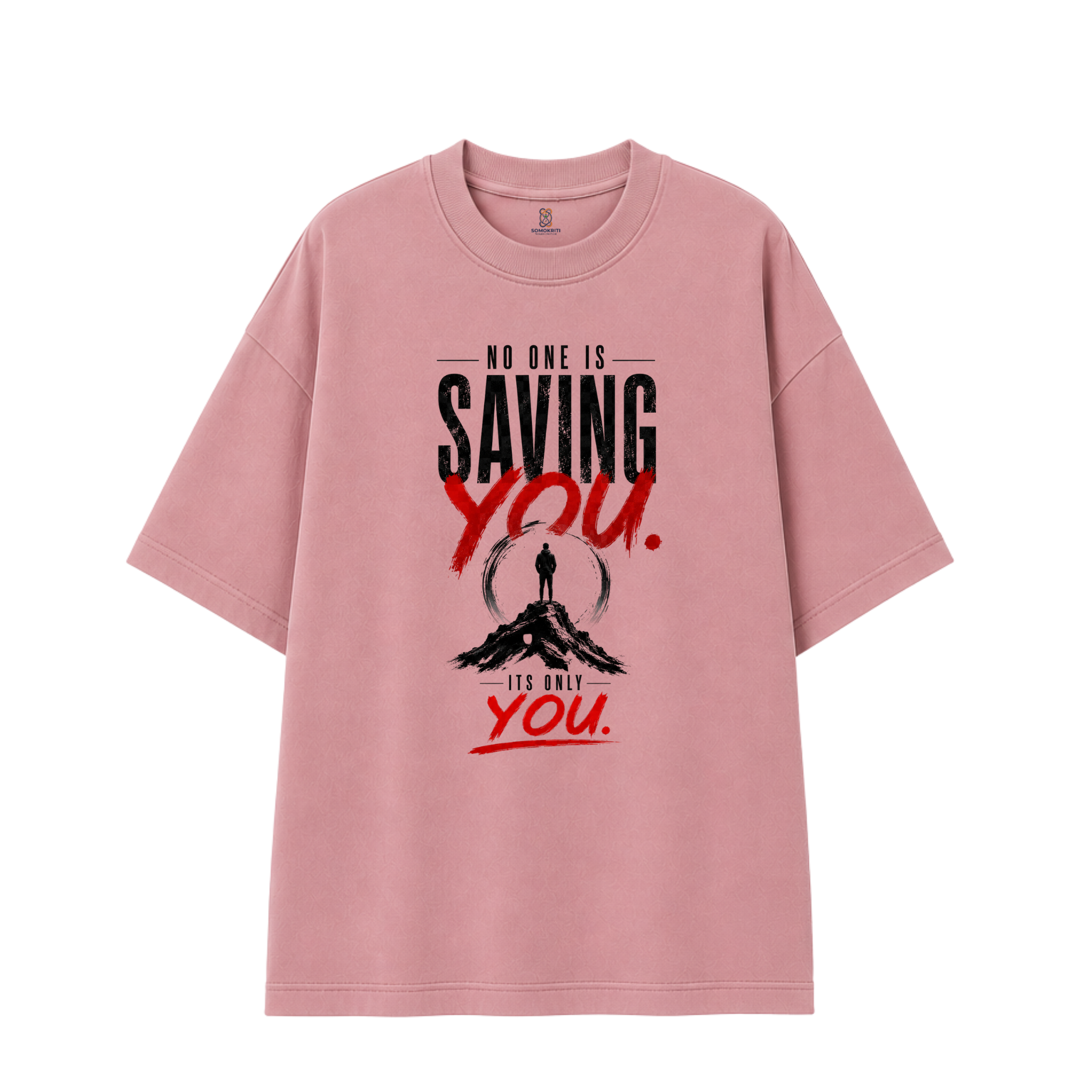 Somokriti Premium Cotton Printed T-Shirt - Self Approval | Oversized Fit, Half Sleeve, Round Neck | Unisex