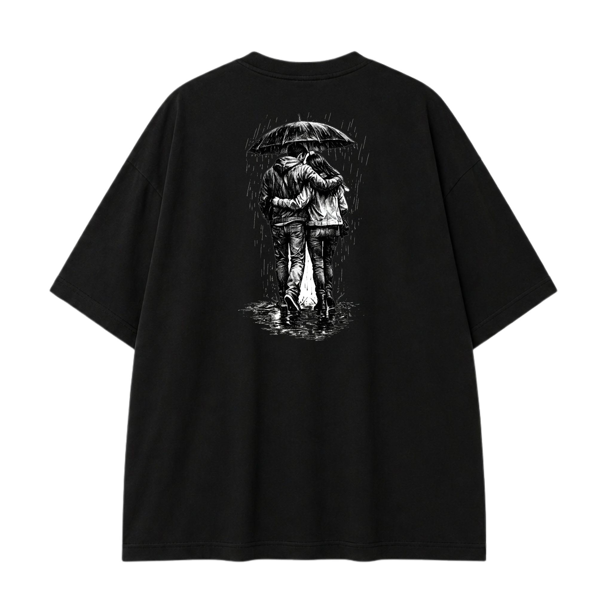 Somokriti Premium Cotton Printed T-Shirt - Umbrella Tales | Oversized Fit, Half Sleeve, Round Neck | Unisex